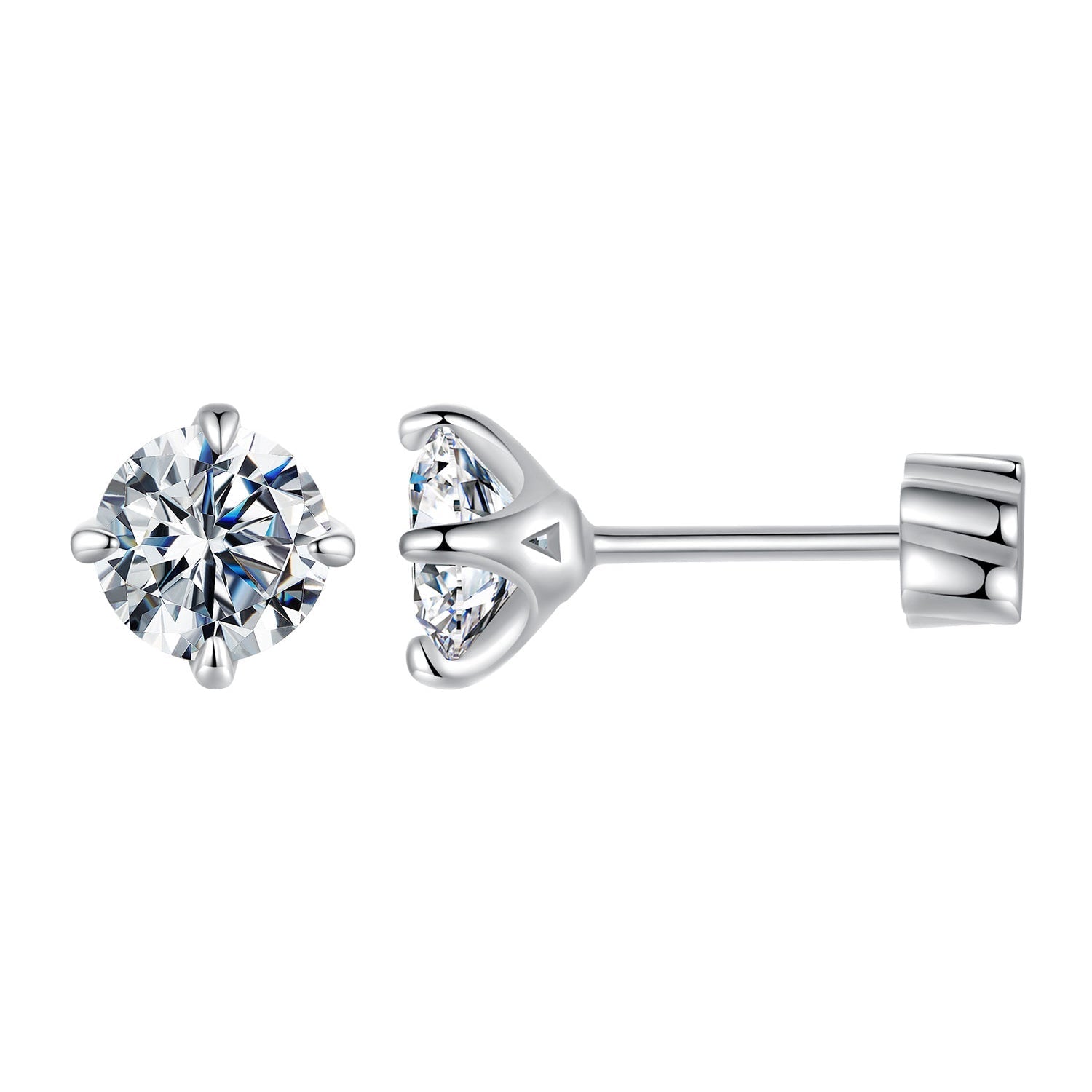 925 Sterling Silver Moissanite Stud Earrings for Women - 0.5ct, 0.6cm Size, White Gold Plated DestGlow