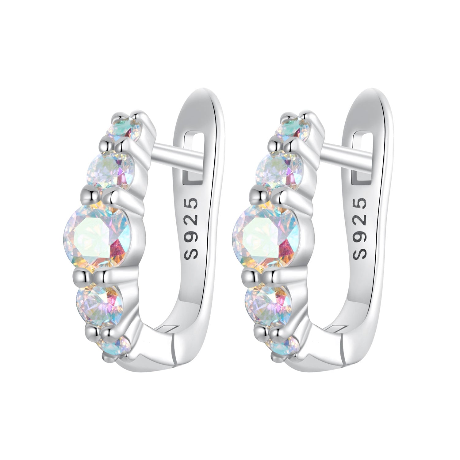 925 Sterling Silver Earrings with CZ in Pavé Setting, 12x3mm, for Women DestGlow
