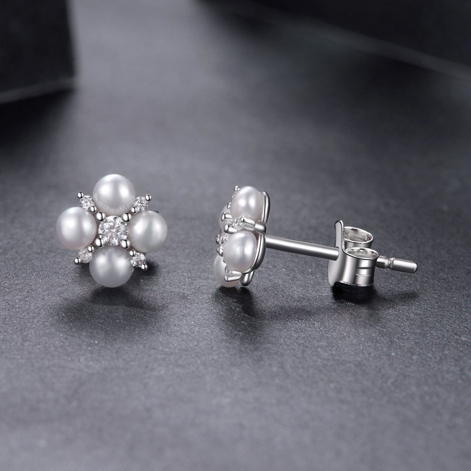 925 Sterling Silver 0.05ct Moissanite & Freshwater Pearl Earrings for Women DestGlow