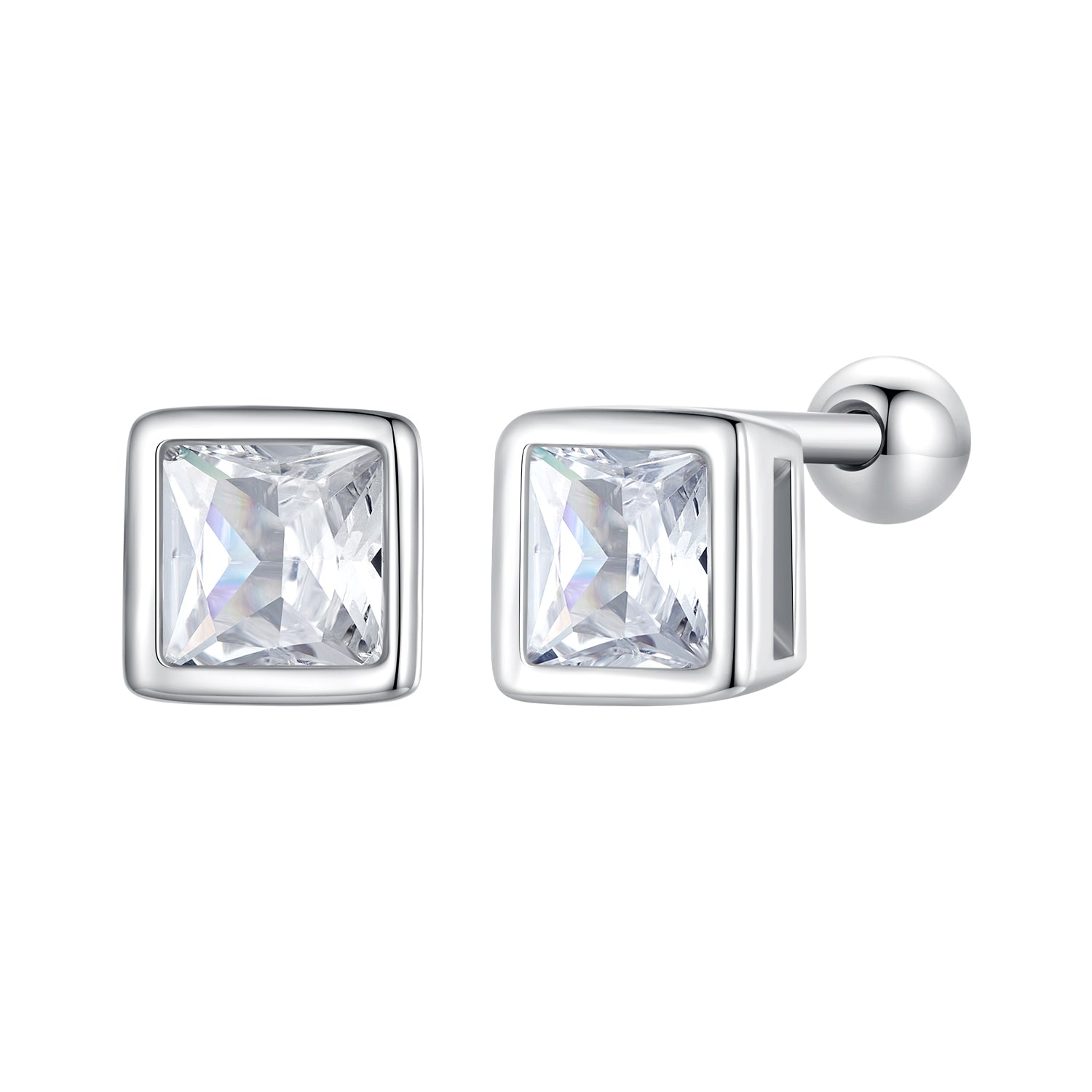 925 Sterling Silver 5mm Pavé Setting CZ Earrings for Women DestGlow