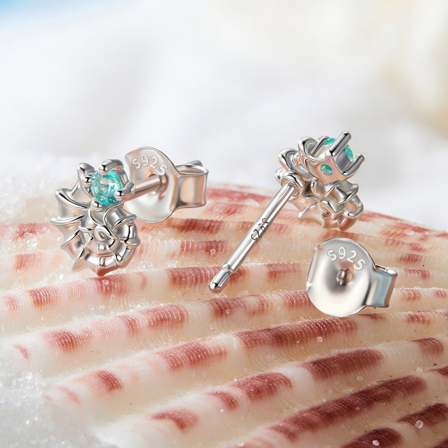 925 Sterling Silver Earrings with Transparent Glass and White Gold Plating for Women DestGlow