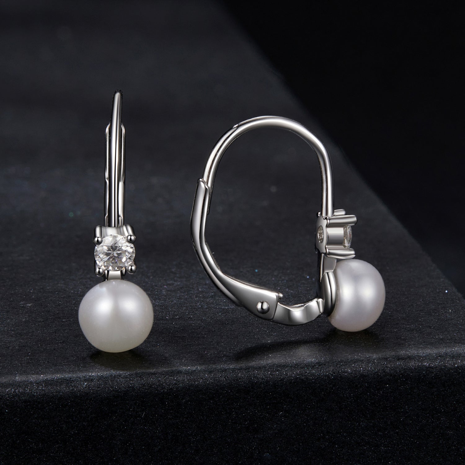 925 Sterling Silver & Moissanite 0.30 Carat Earring with Freshwater Pearl for Women DestGlow