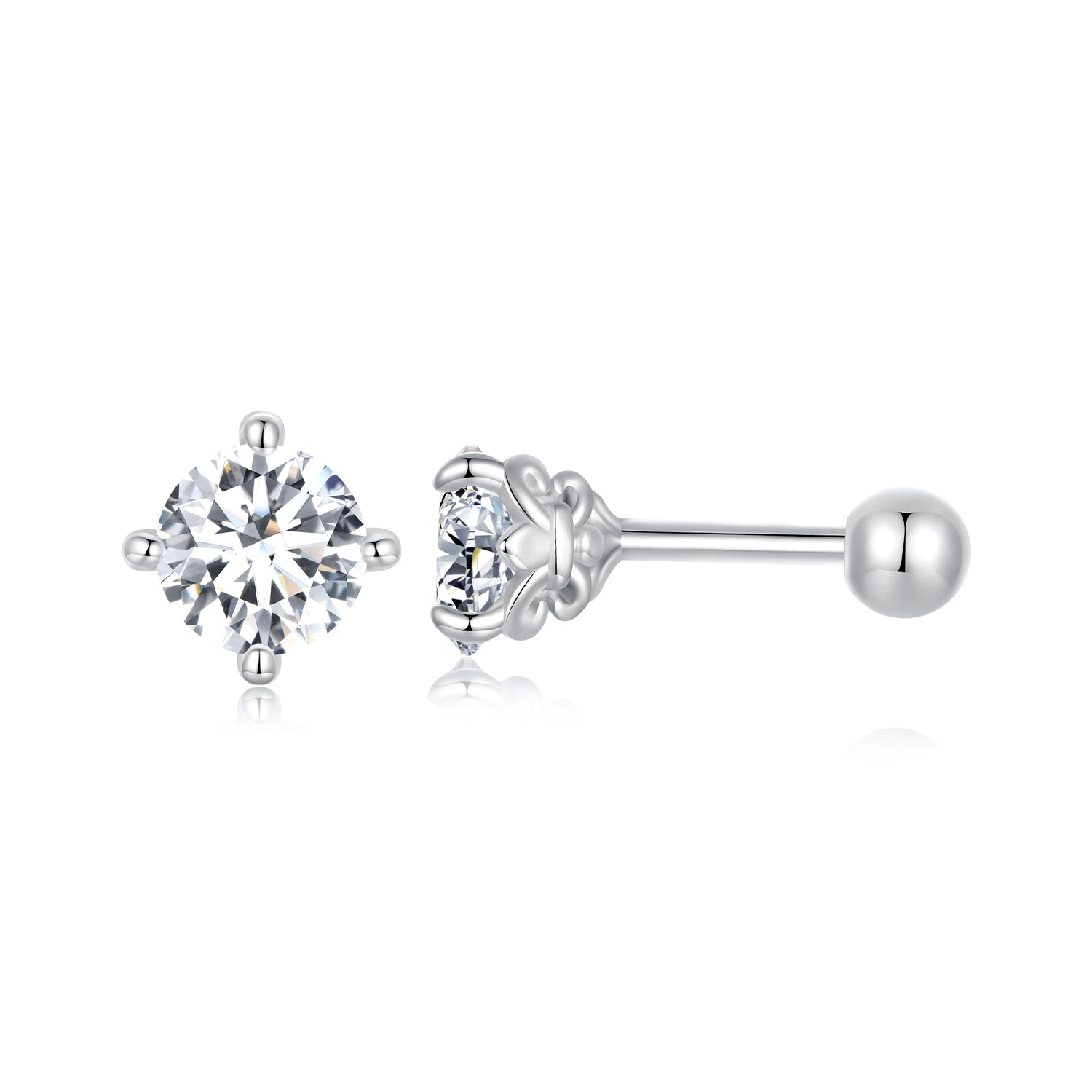 925 Sterling Silver 5mm Moissanite Earrings with White Gold Plating for Women DestGlow