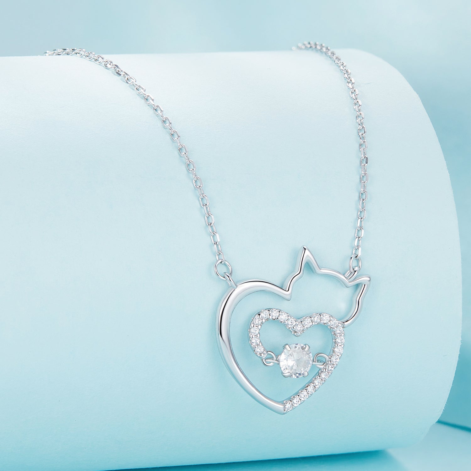 925 Sterling Silver Necklace with 19*18mm Pavé Setting CZ Pendant DestGlow