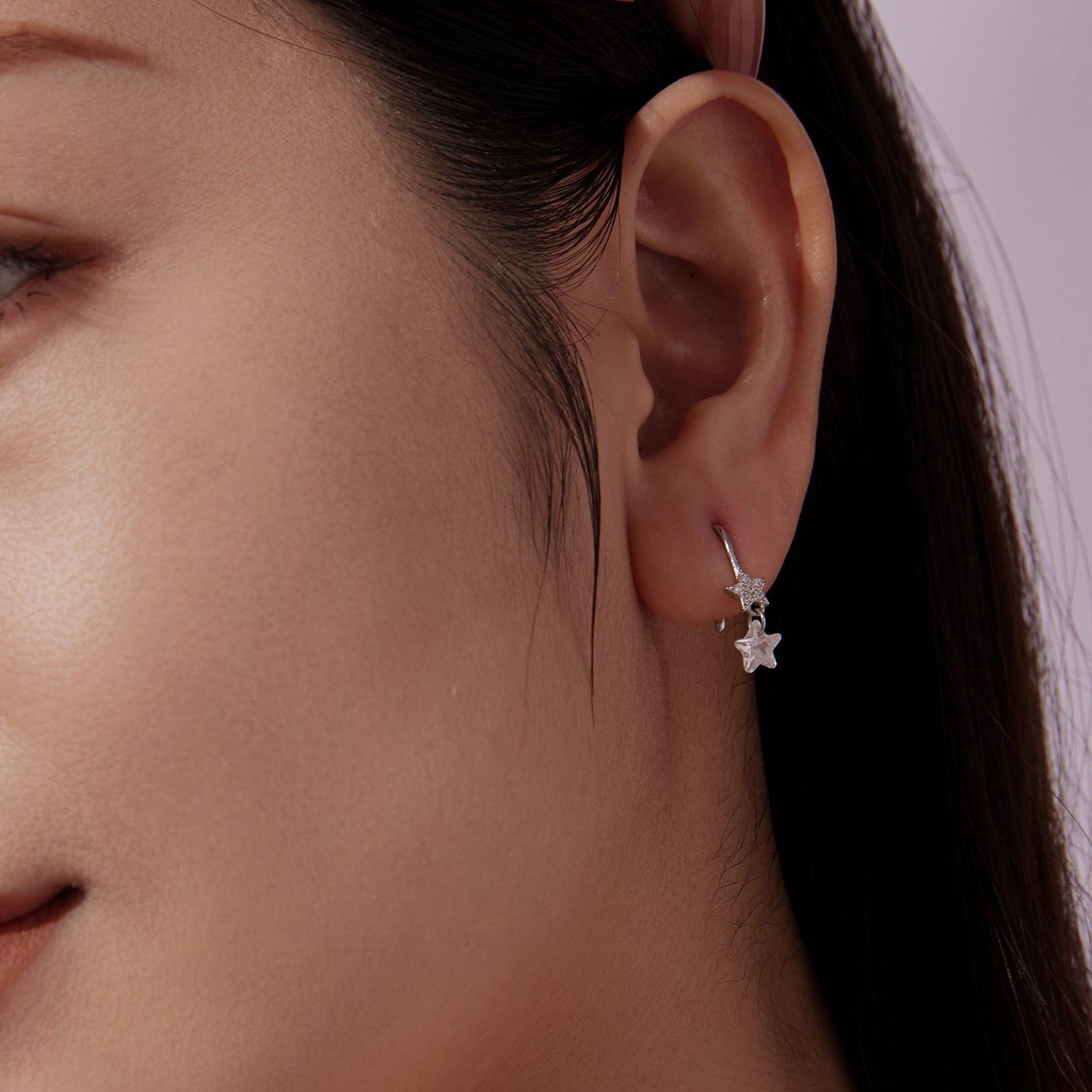 925 Sterling Silver Earrings with Pavé Setting CZ, White Gold Plating, 2.1*0.6cm, for Women DestGlow