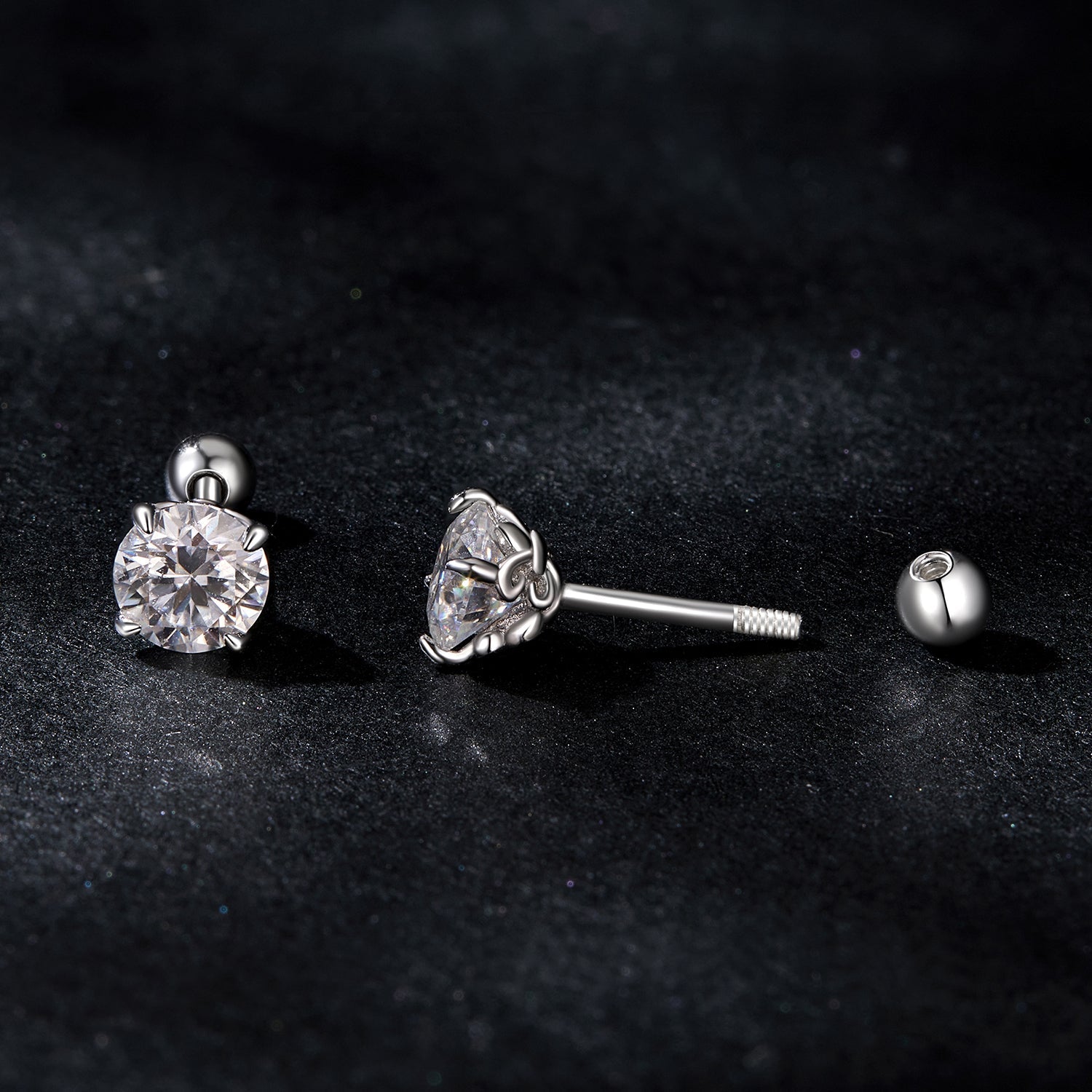 925 Sterling Silver 5mm Moissanite Earrings with White Gold Plating for Women DestGlow