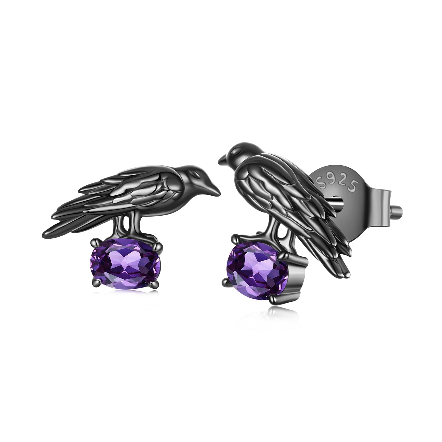 925 Sterling Silver Earrings with Pavé Setting CZ in Black Gold - Size 0.8*1.1cm for Women DestGlow