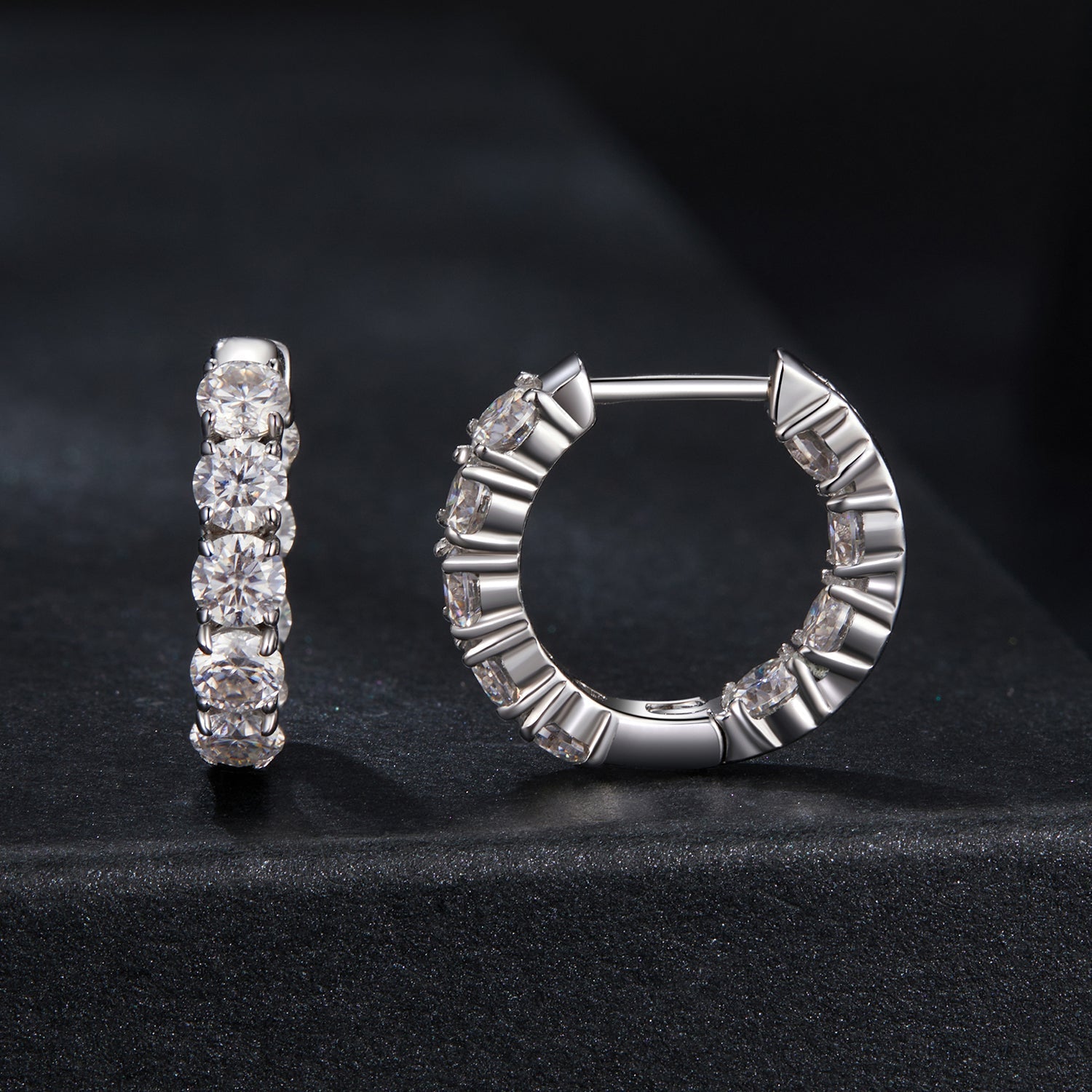 925 Sterling Silver Moissanite Earrings 0.1 Carat White Gold Plated 1.5x0.3cm Women DestGlow