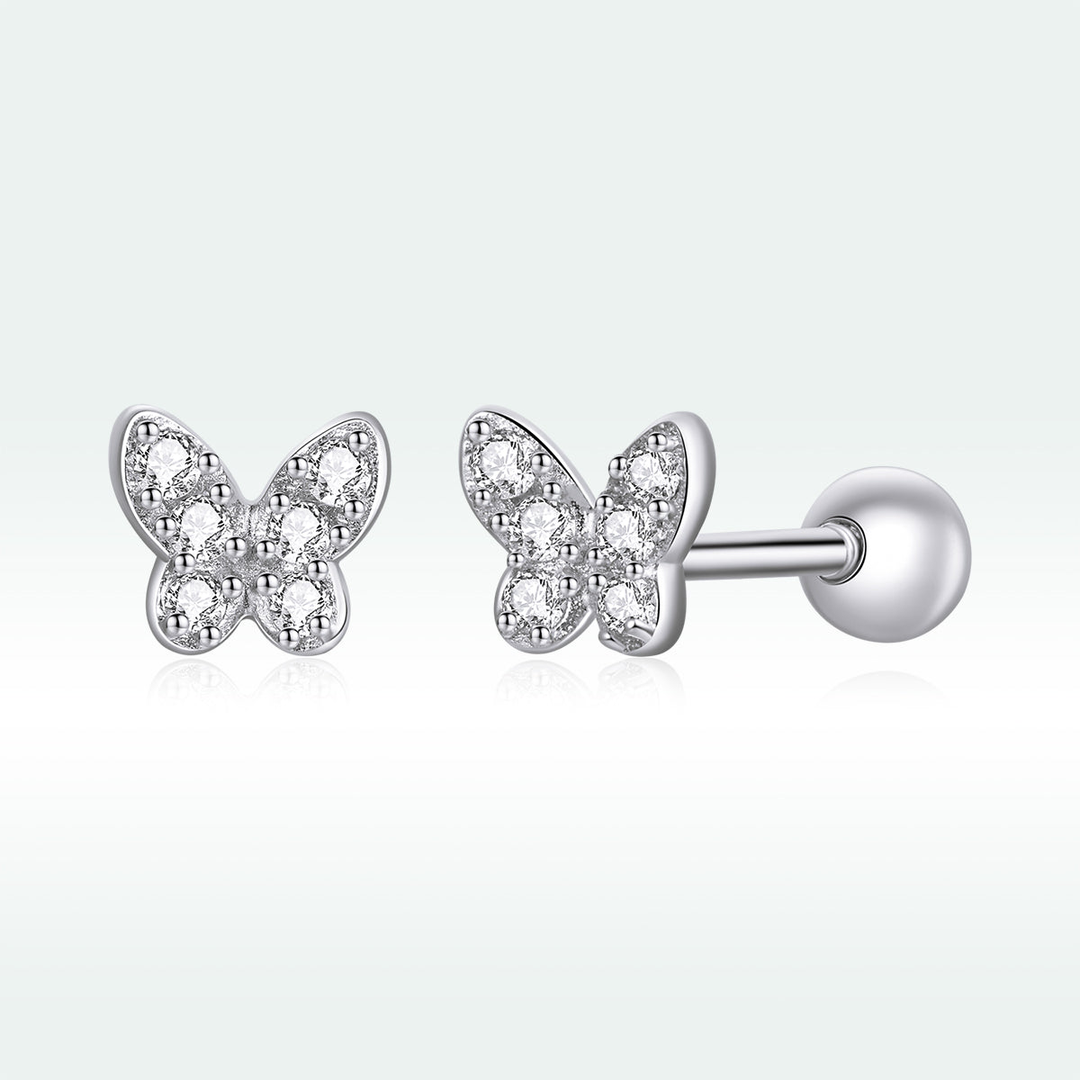 925 Sterling Silver Earrings with CZ in Pavé Setting - 0.4*0.5cm - Women DestGlow