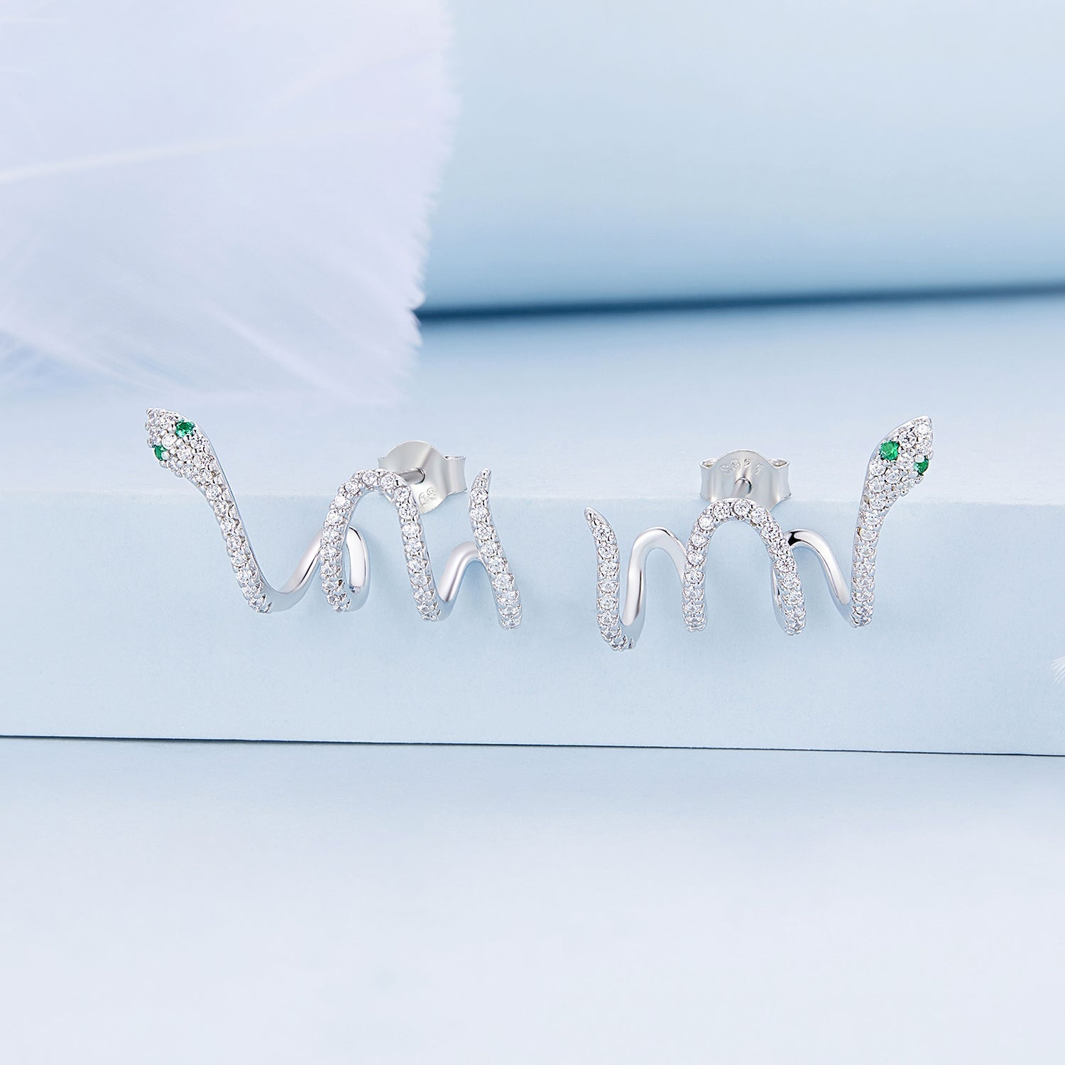 925 Sterling Silver Earrings with Plated Platinum and Pavé Setting CZ, 1.5x2.2cm for Women DestGlow