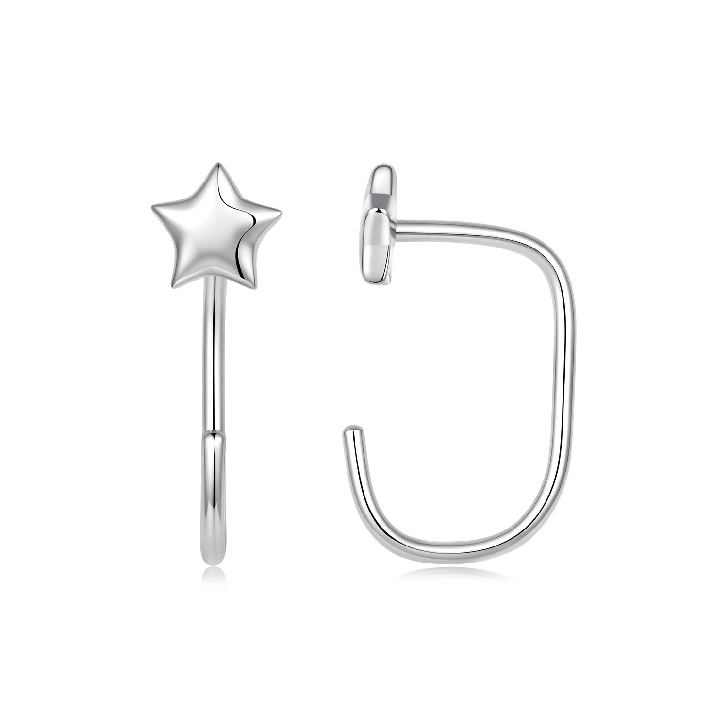 925 Sterling Silver Brass Earrings with White Gold Plating 1.4cm for Women DestGlow