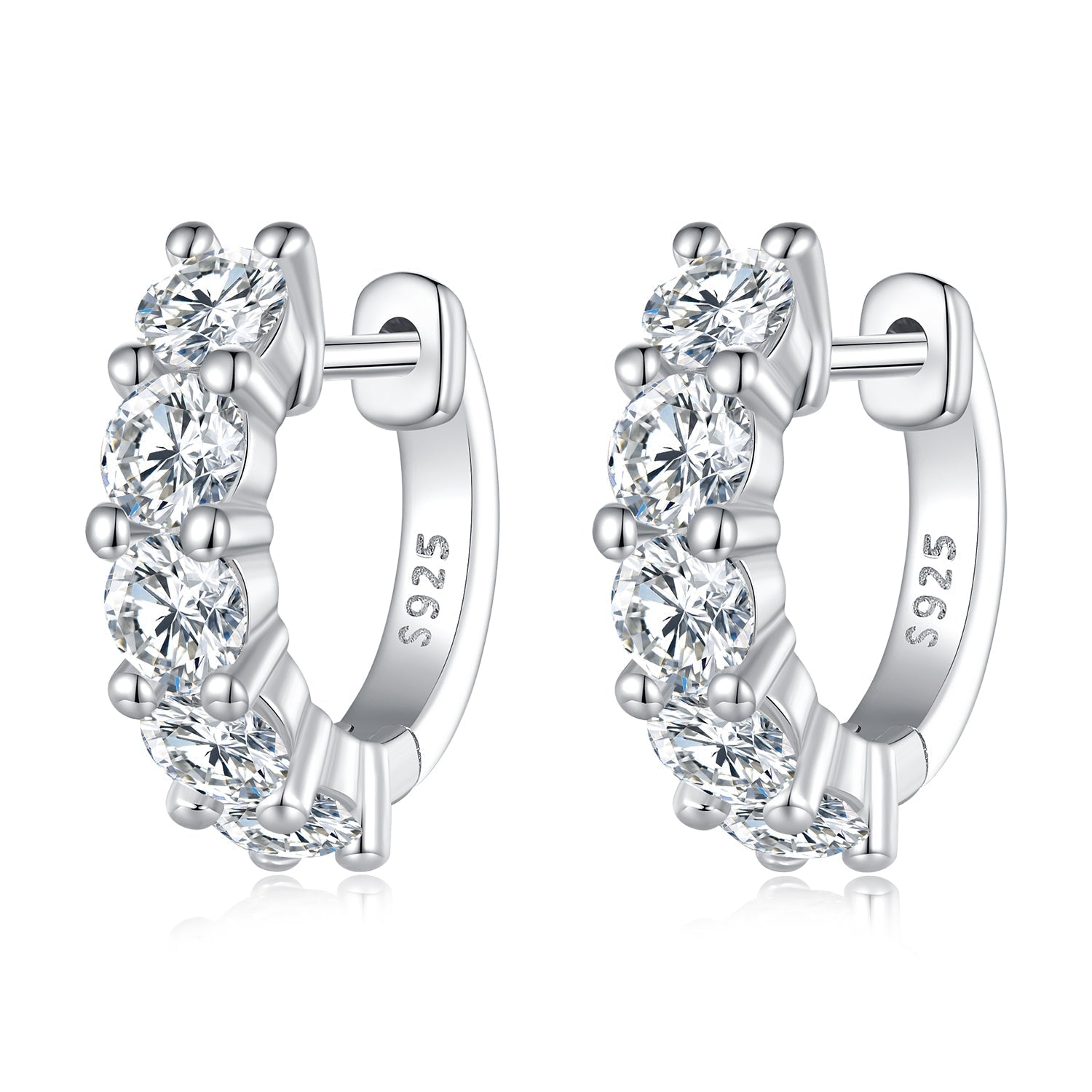 S925 Sterling Silver Moissanite Earrings, 1.3cm, Platinum Plated, for Women DestGlow