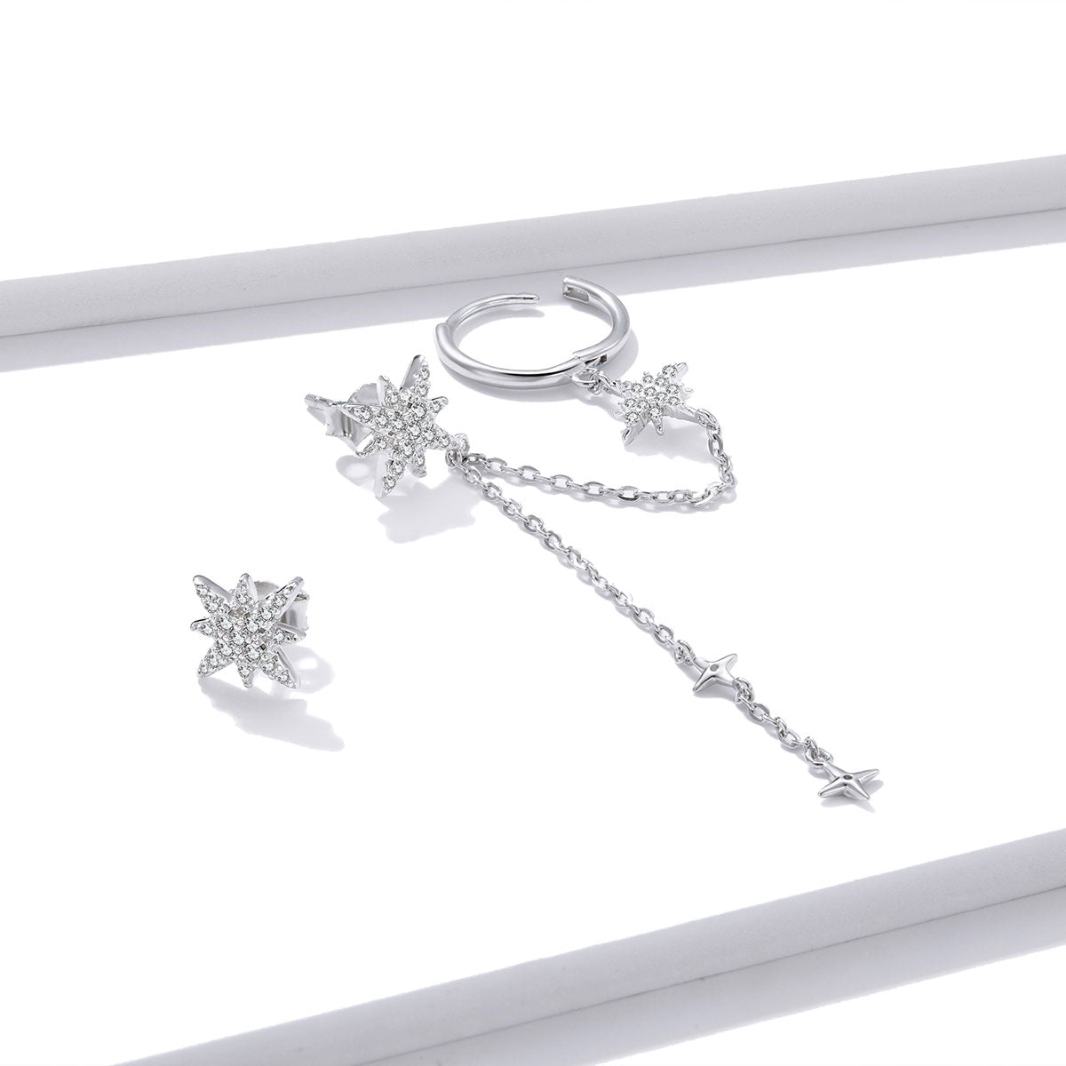 S925 Sterling Silver Earrings with CZ in Pavé Setting, 5.9cm Length, 1cm Size for Women DestGlow