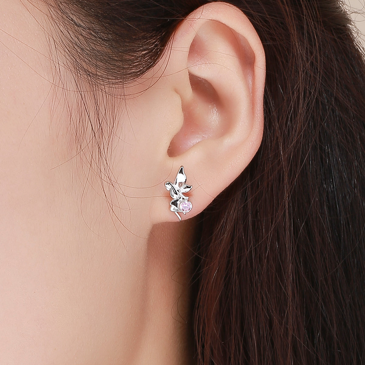 925 Sterling Silver Earrings with Pavé Setting CZ, 1.6*0.7 cm for Women DestGlow
