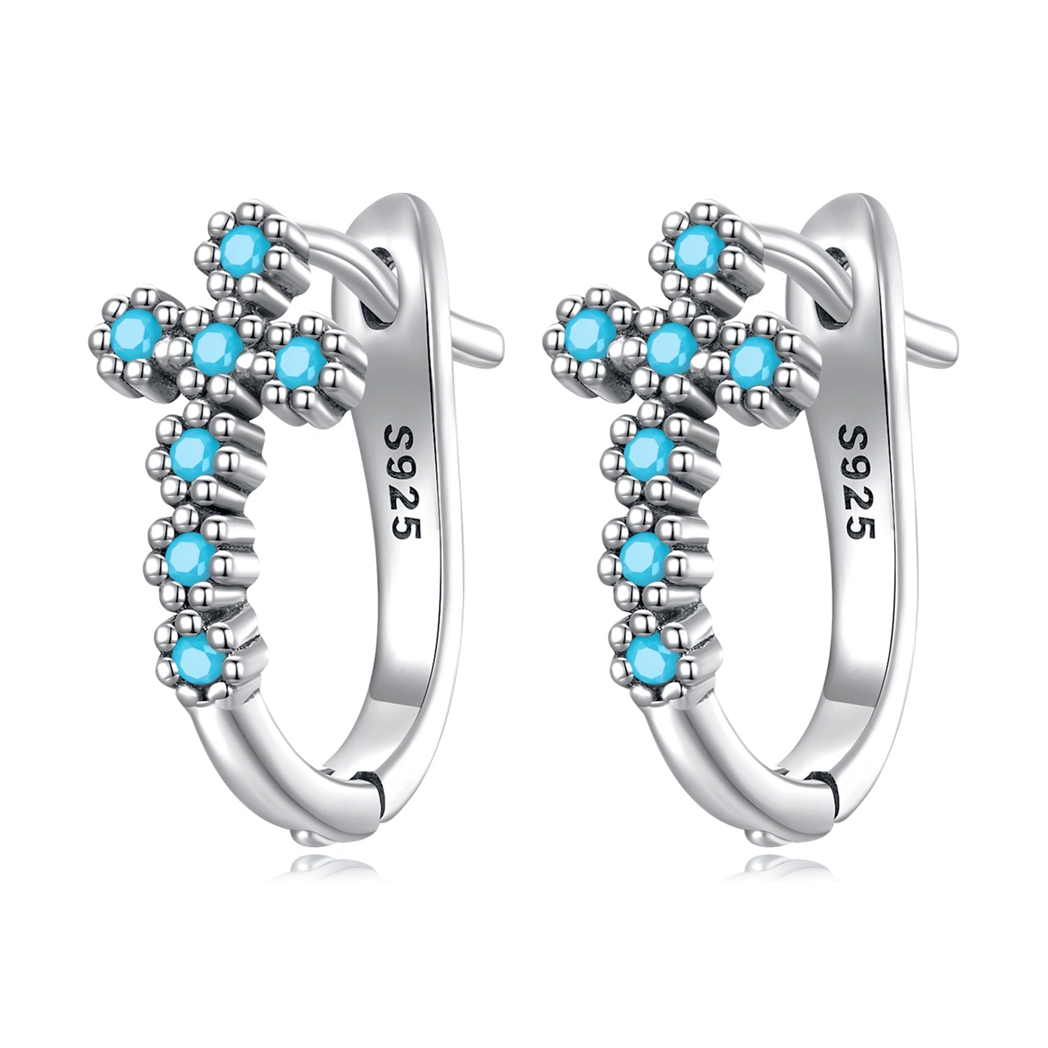 925 Sterling Silver Turquoise Earrings 1.5x0.7cm Oxidized Silver for Women DestGlow