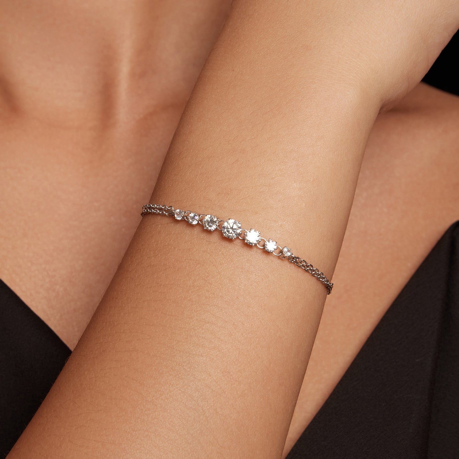 925 Sterling Silver 5MM Moissanite Bracelet for Women DestGlow