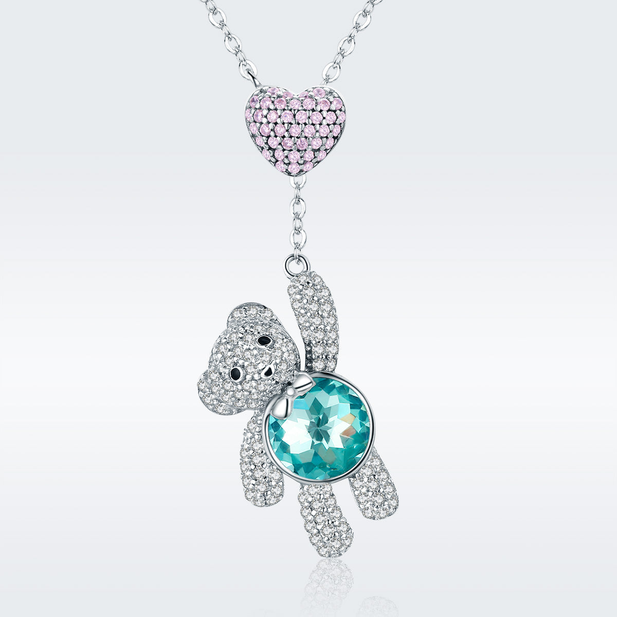 925 Sterling Silver Necklace 38-45cm with 3.1*1.3cm Pendant for Women DestGlow