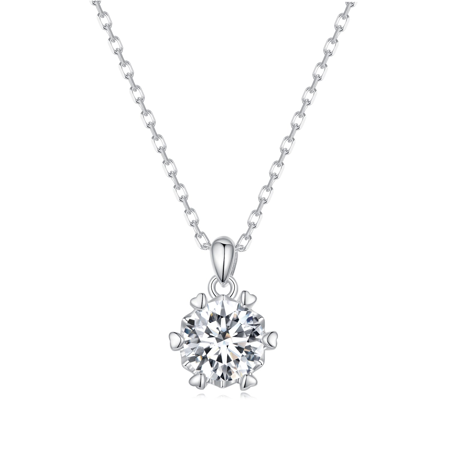 925 Sterling Silver Moissanite Necklace 39cm+5cm Length for Women DestGlow