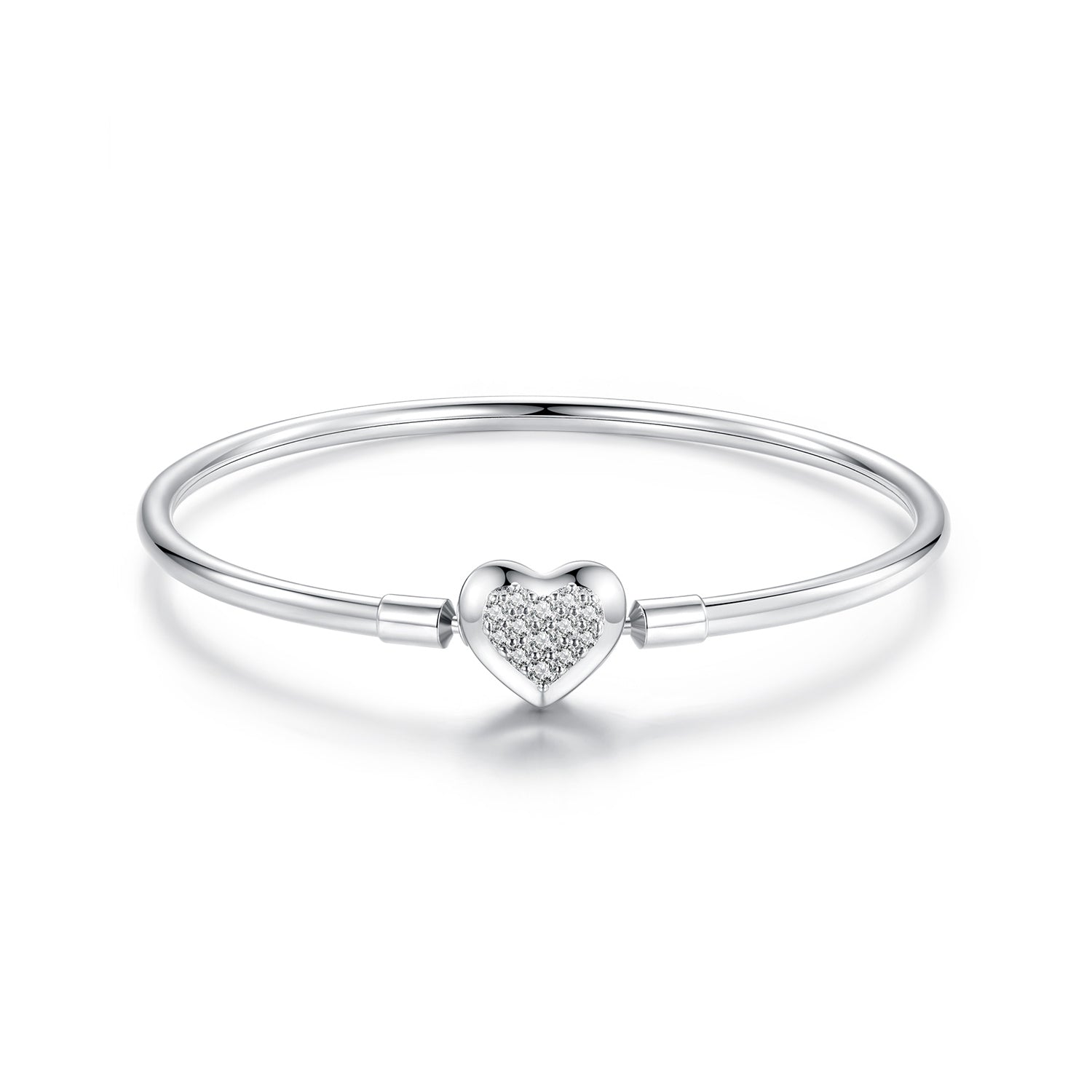 925 Sterling Silver White Gold Plated CZ Bracelet for Women - Size 17.0 DestGlow