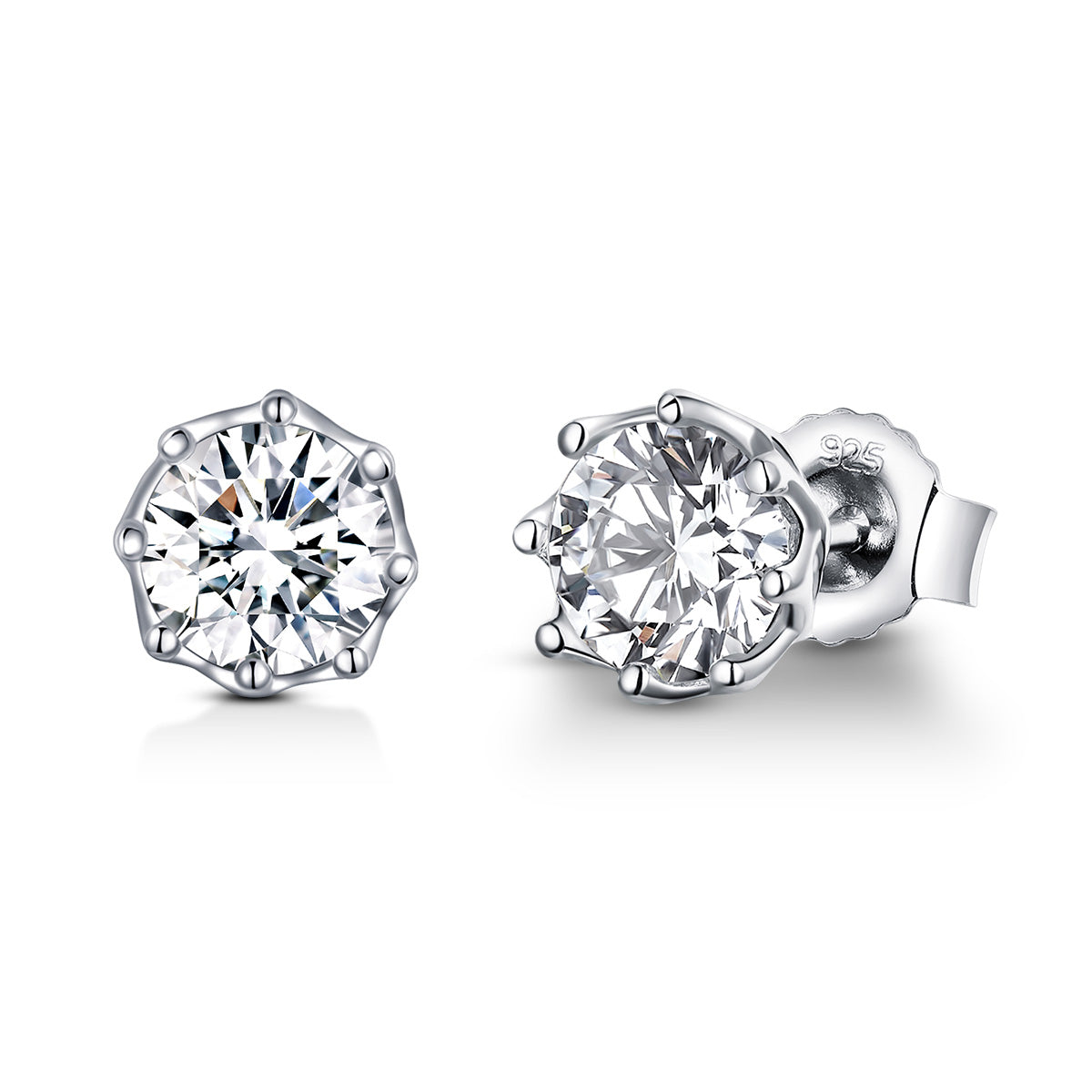 925 Sterling Silver Plated Platinum 0.6cm CZ Earrings DestGlow