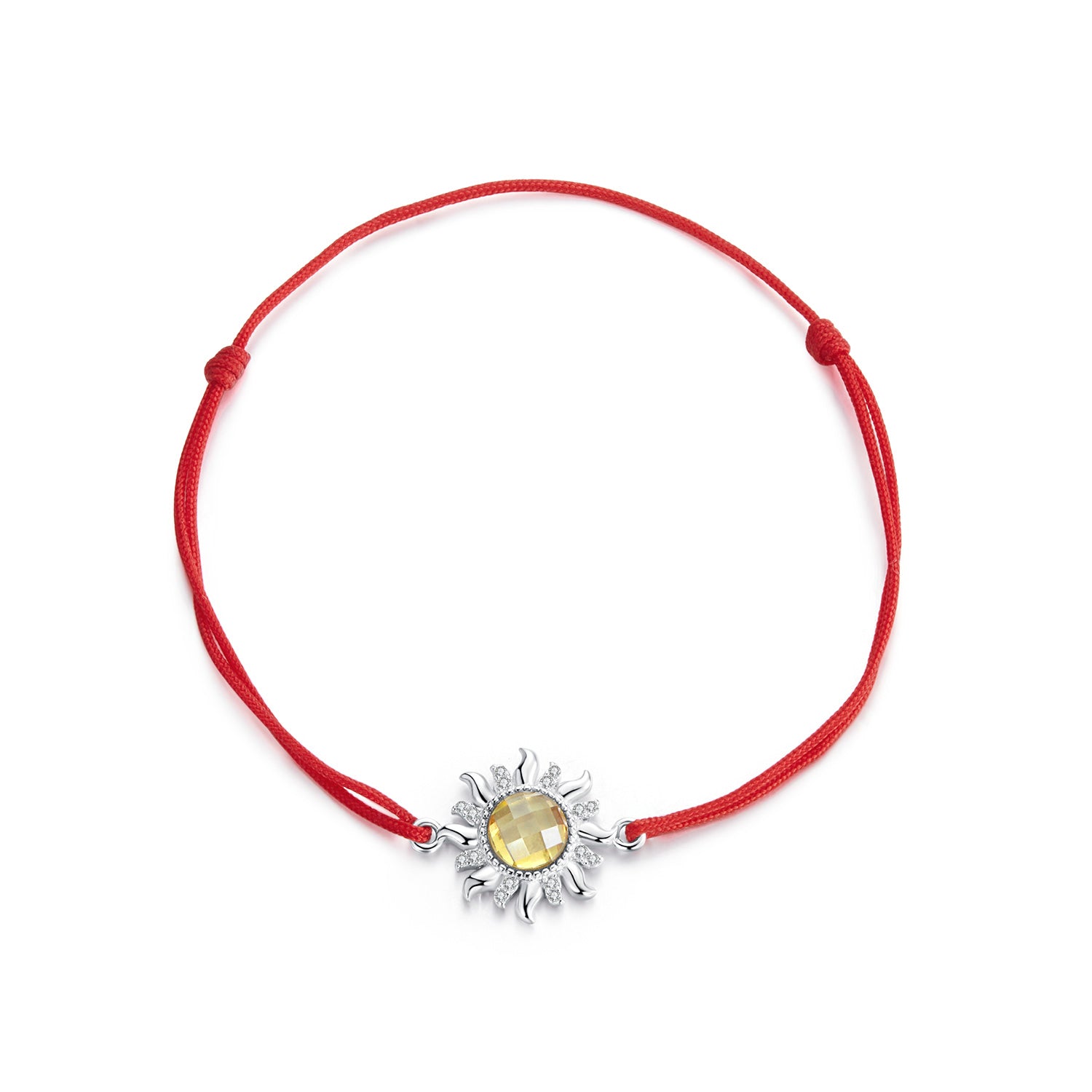 925 Sterling Silver Adjustable Length Bracelet with CZ and Glass Pendant for Women DestGlow