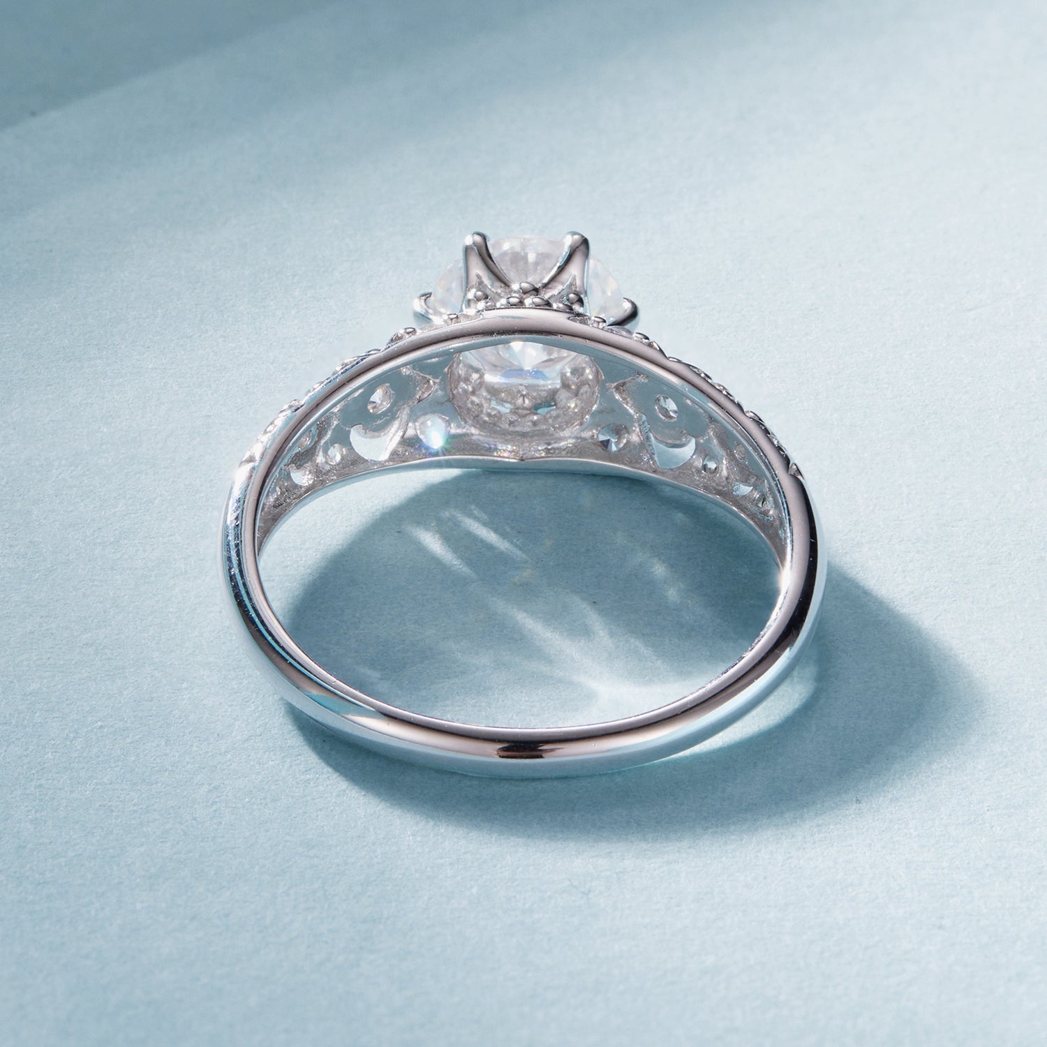 925 Sterling Silver Moissanite 0.65 Carat Ring Size 6 for Women DestGlow