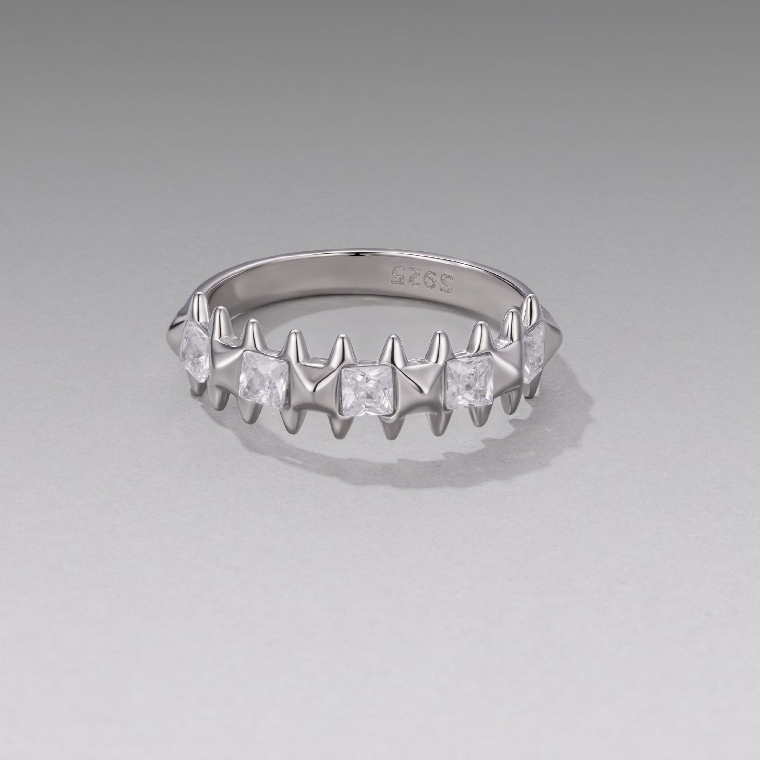 925 Sterling Silver 0.24cm White Gold Plated Ring with CZ for Women Size 6 DestGlow