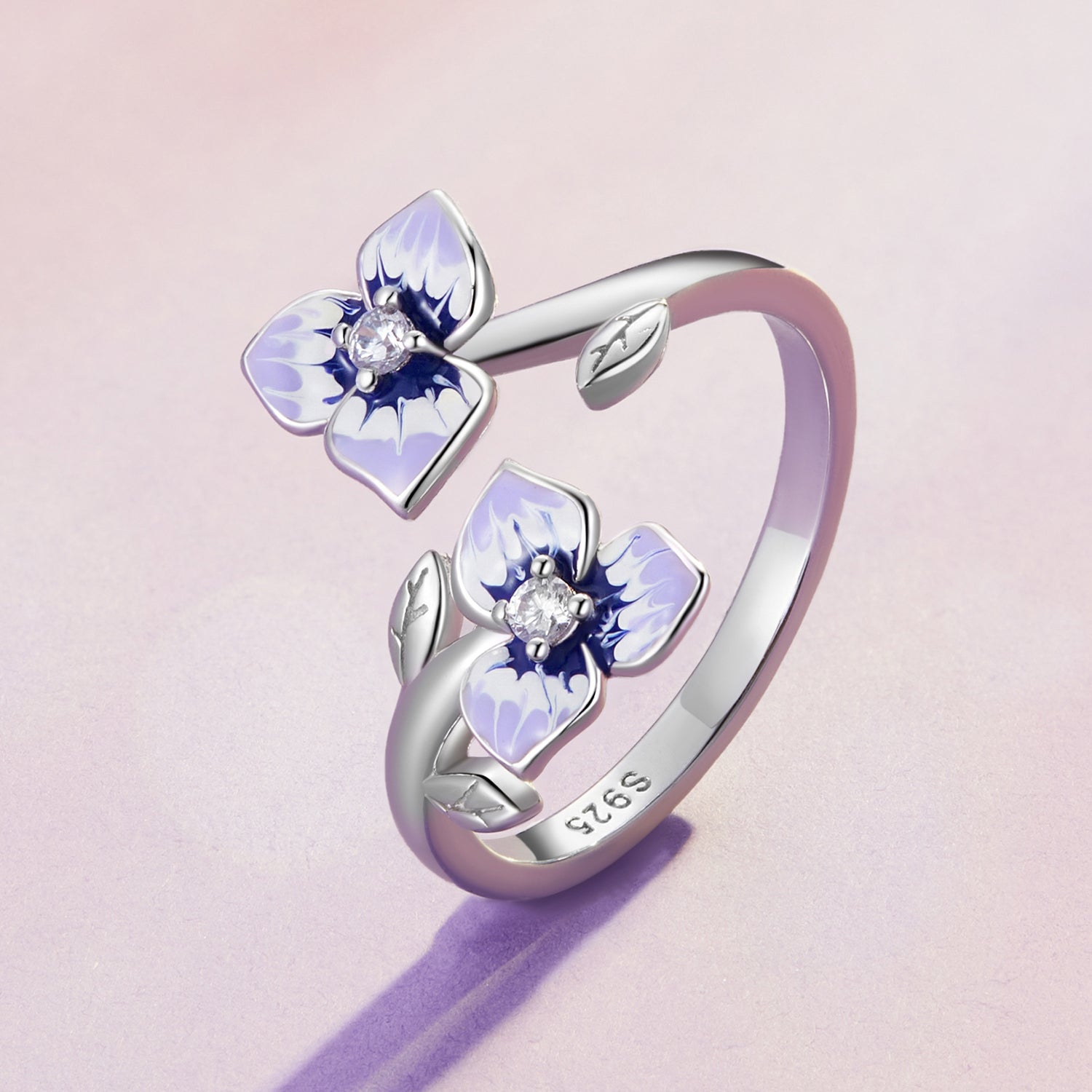 S925 Sterling Silver Enamel CZ Pavé Setting Ring for Women DestGlow