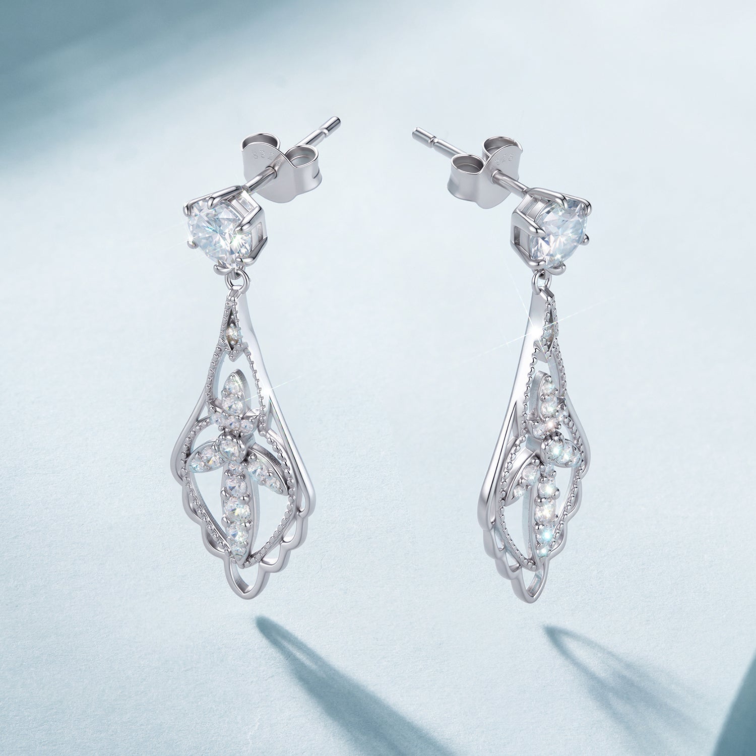 925 Sterling Silver 0.50 Carat Moissanite Earrings with White Gold Plating for Women DestGlow