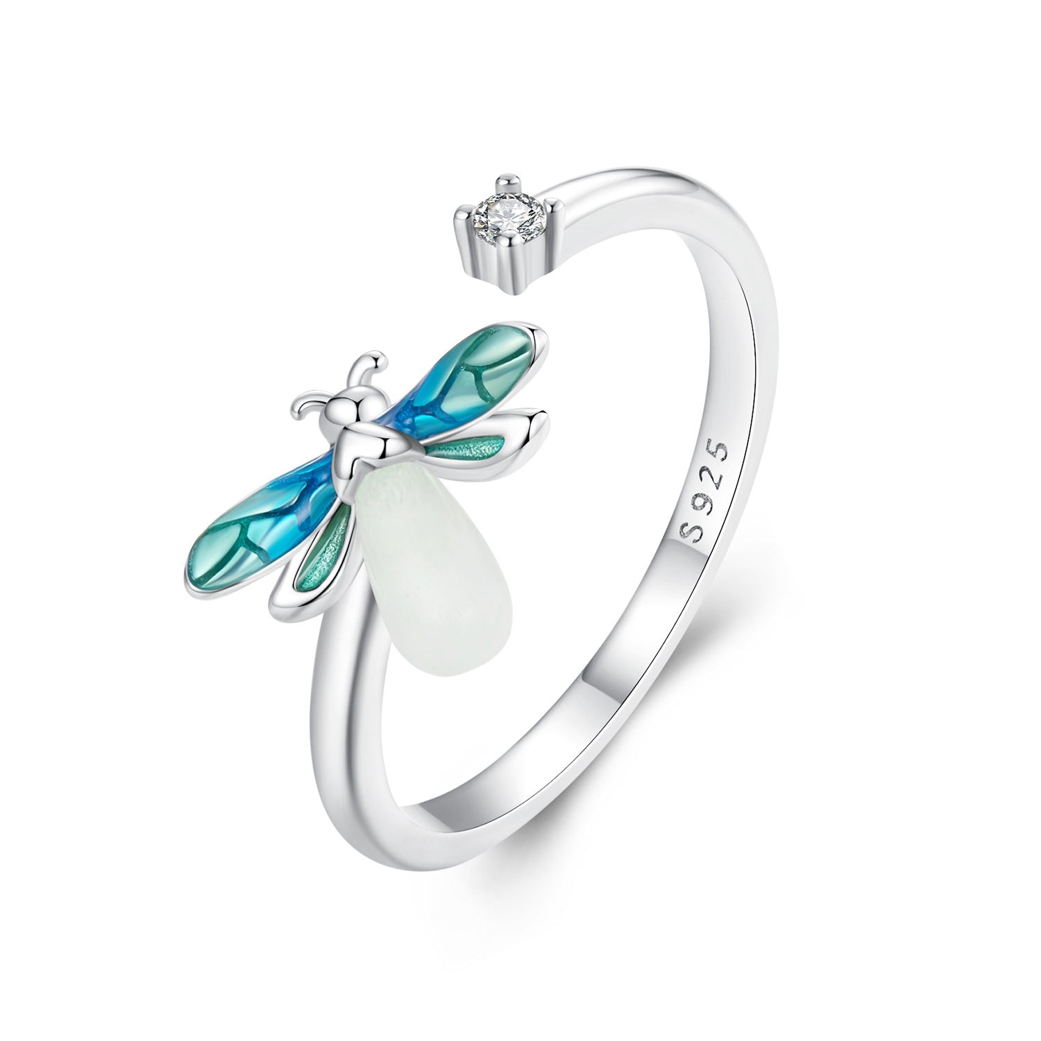 925 Sterling Silver White Gold Plated Enamel Pavé Setting CZ Ring DestGlow