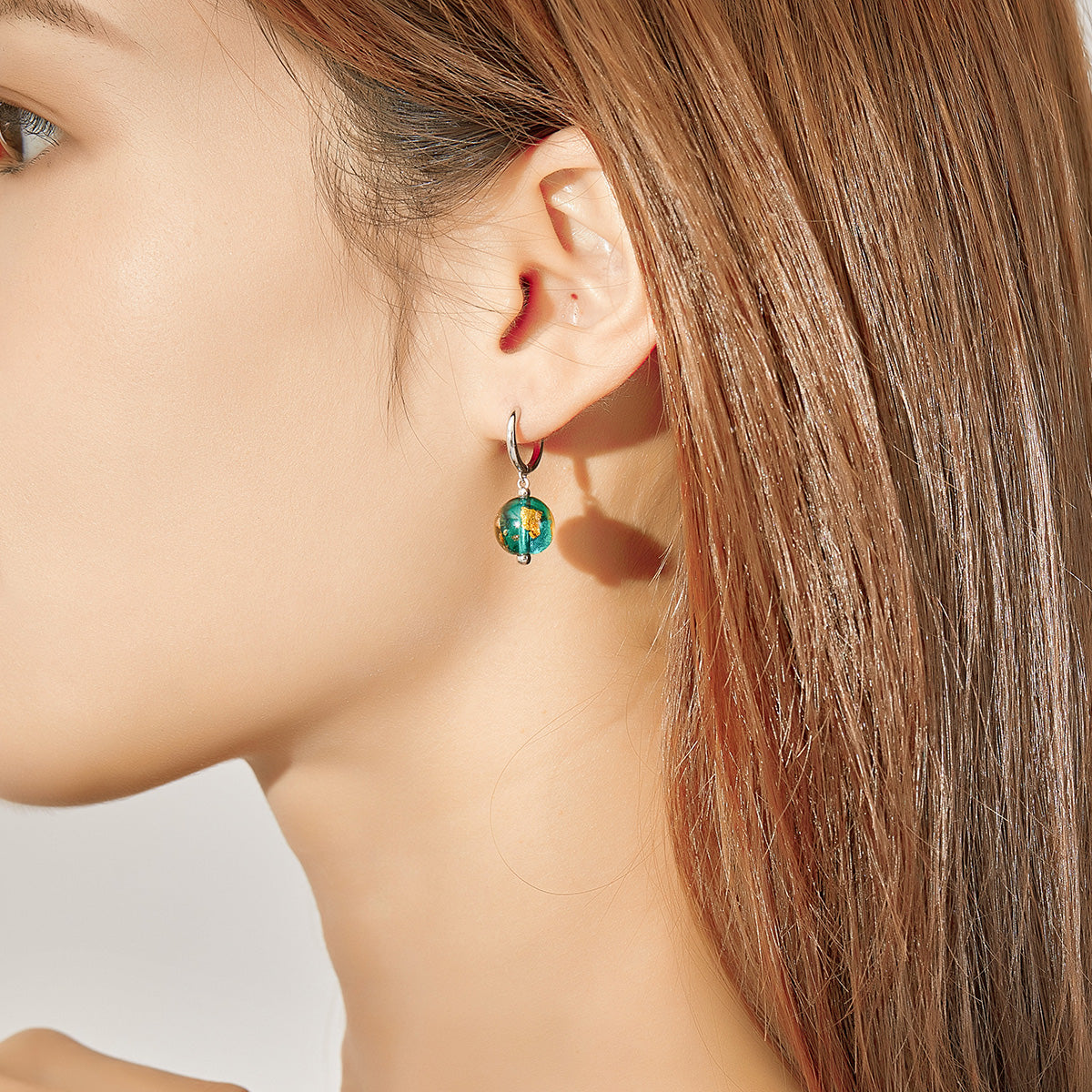 925 Sterling Silver Earrings with Glass Bead for Women DestGlow