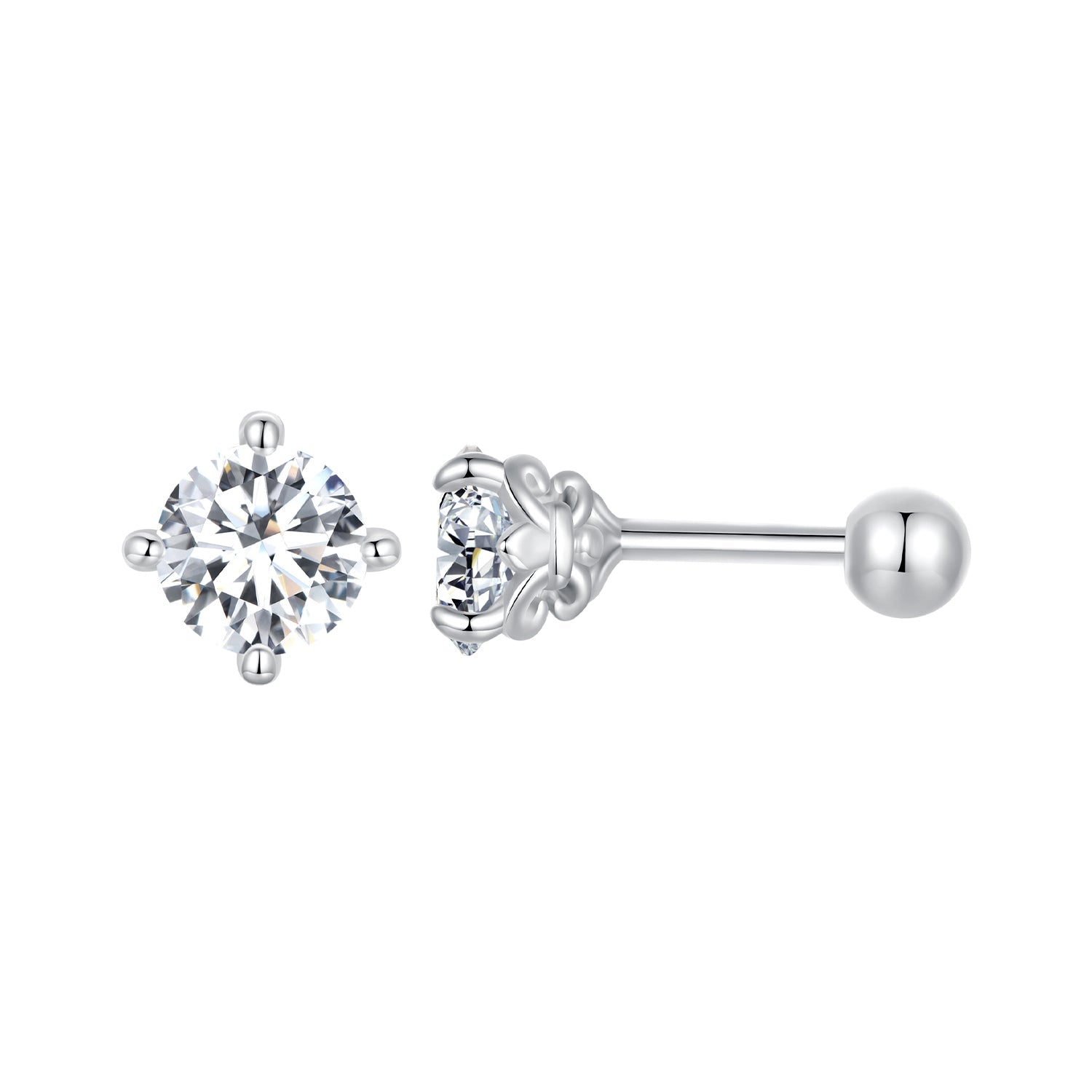 925 Sterling Silver 5mm Moissanite Earrings with White Gold Plating for Women DestGlow