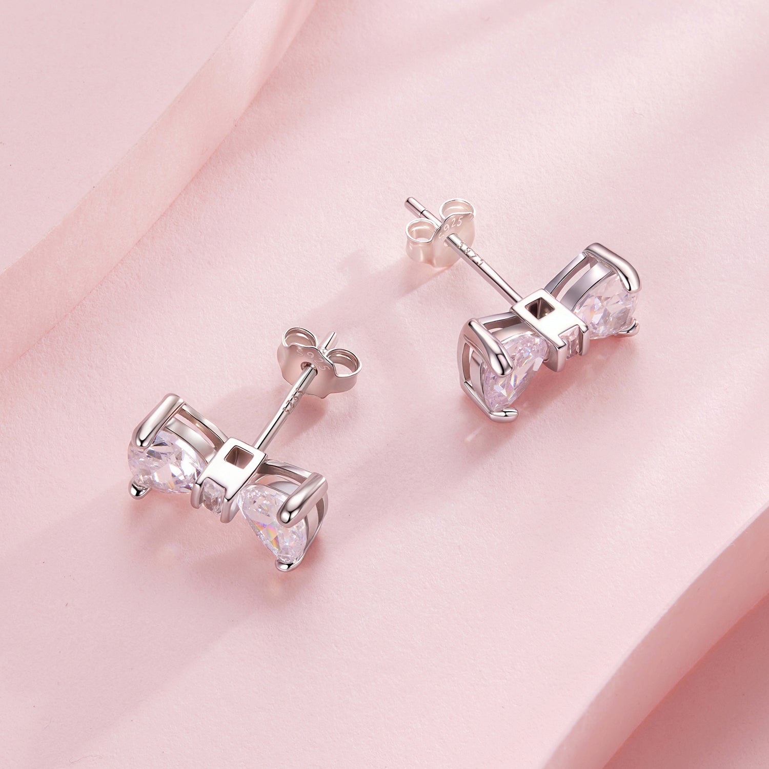 925 Sterling Silver Earrings with Pavé Setting CZ and White Gold Plating DestGlow