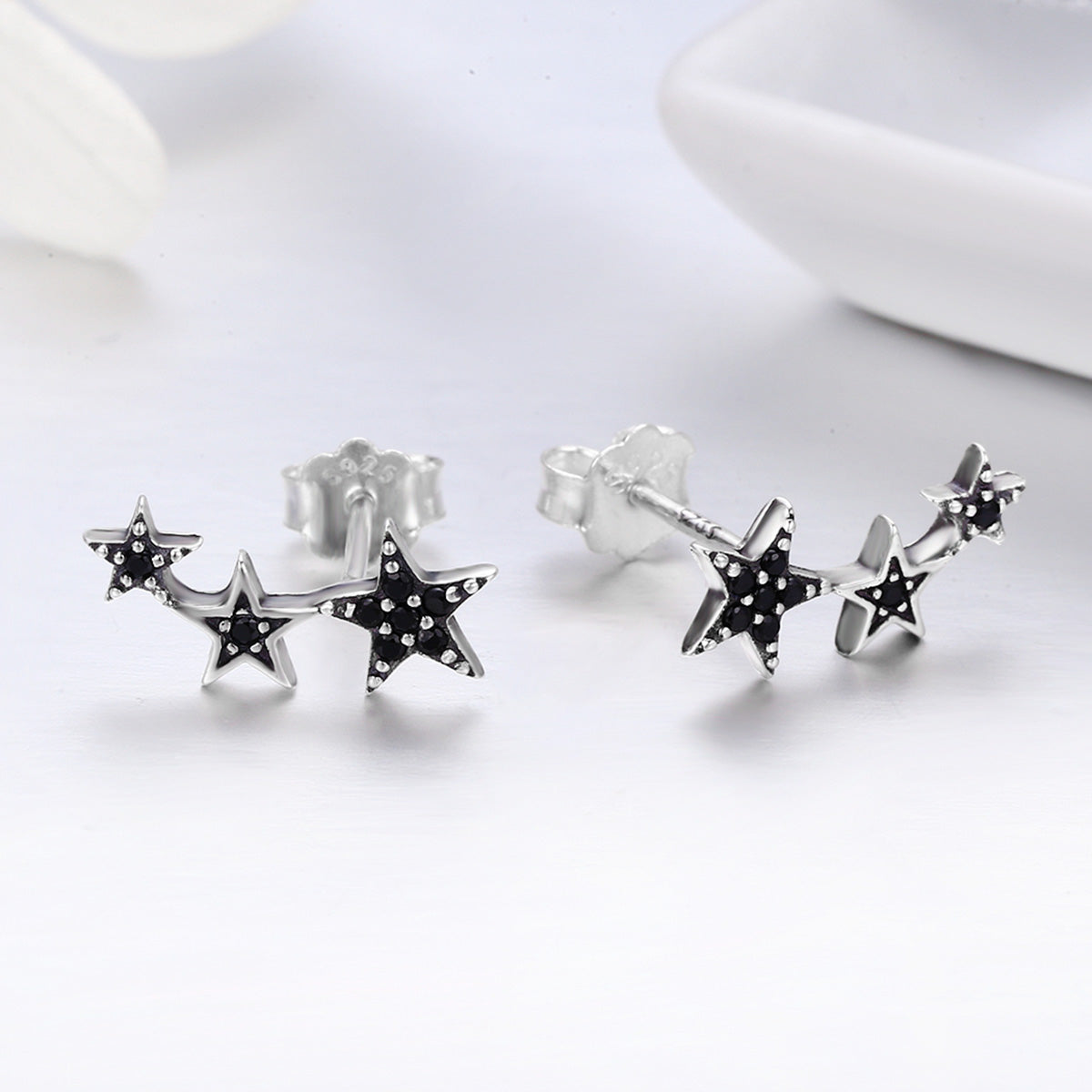 S925 Oxidized Silver Pavé CZ Earrings for Women DestGlow