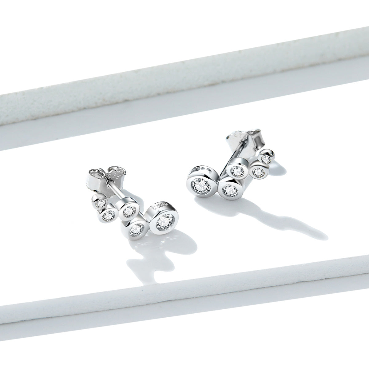 925 Sterling Silver Earrings with Pavé Setting CZ, 0.5x1.2 cm for Women DestGlow