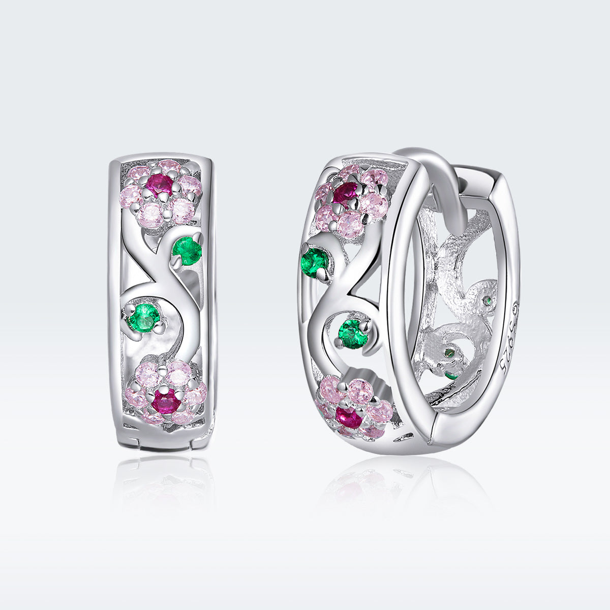 925 Sterling Silver Earrings with Pavé Setting CZ, 1.2*0.5cm, for Women DestGlow