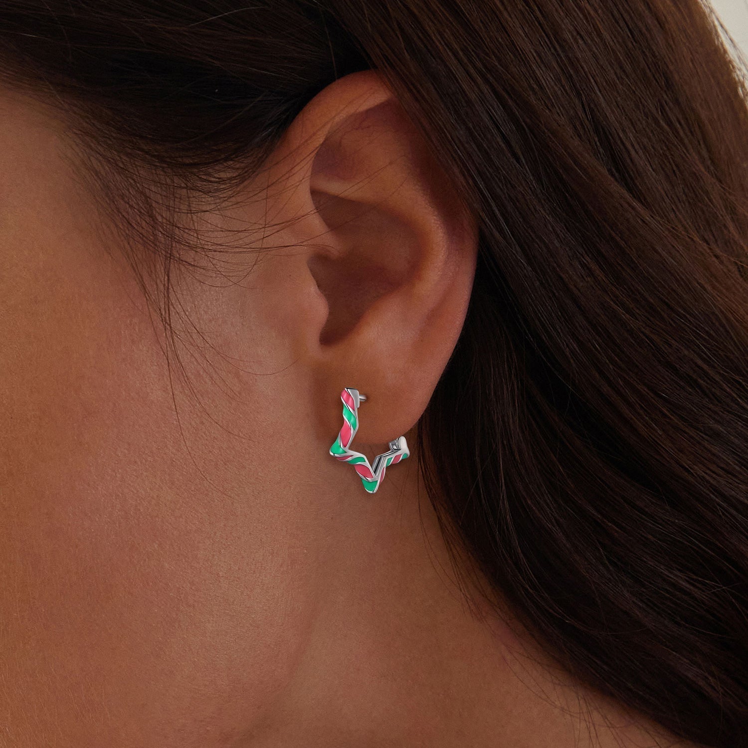 925 Sterling Silver Enamel Plated Platinum Earrings for Women DestGlow