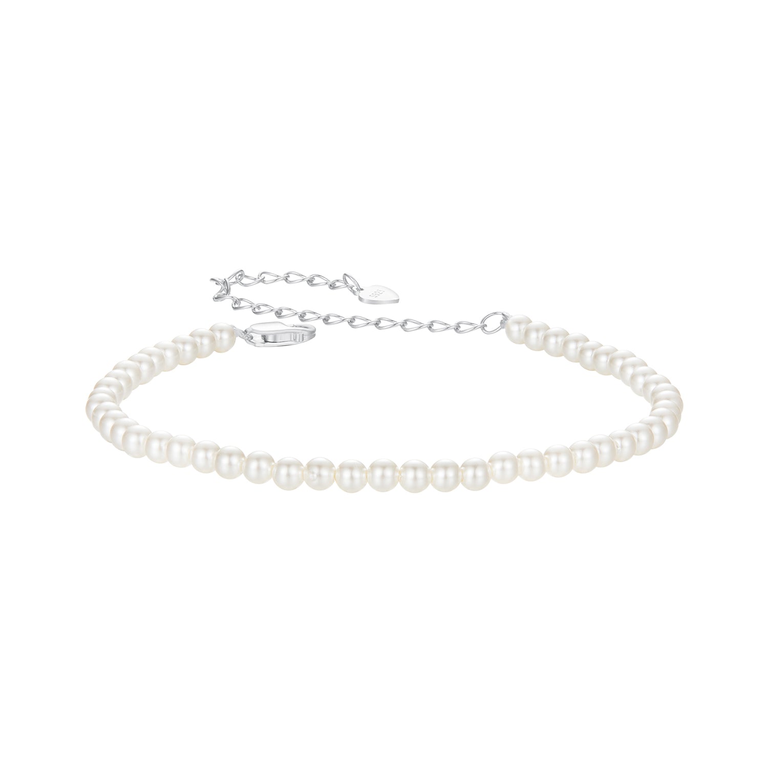 925 Sterling Silver White Gold Plated Shell Pearl Bracelet 16+6cm for Women DestGlow
