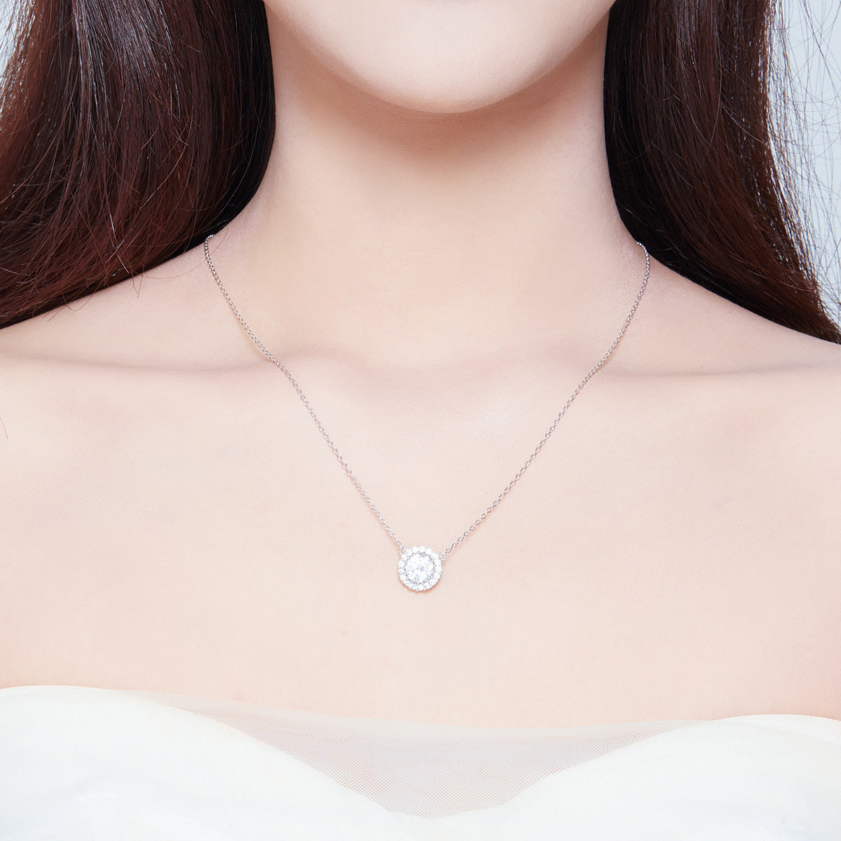 925 Sterling Silver Plated Platinum 49cm Pavé Setting CZ Necklace for Women DestGlow
