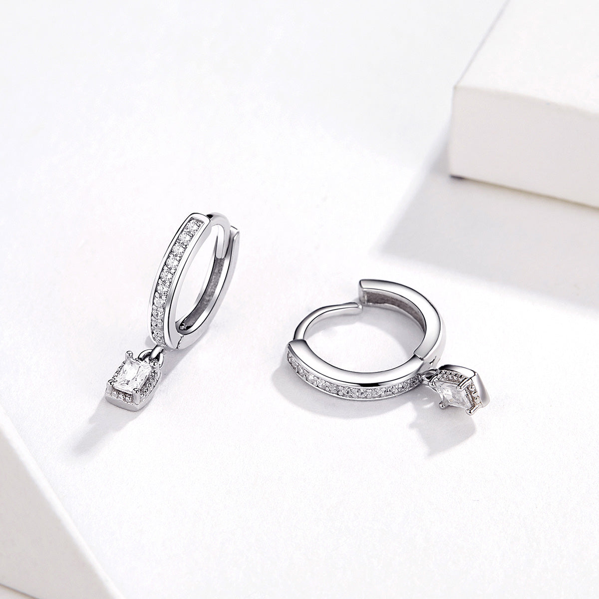 925 Sterling Silver 1.7cm Pavé Setting CZ Earrings DestGlow