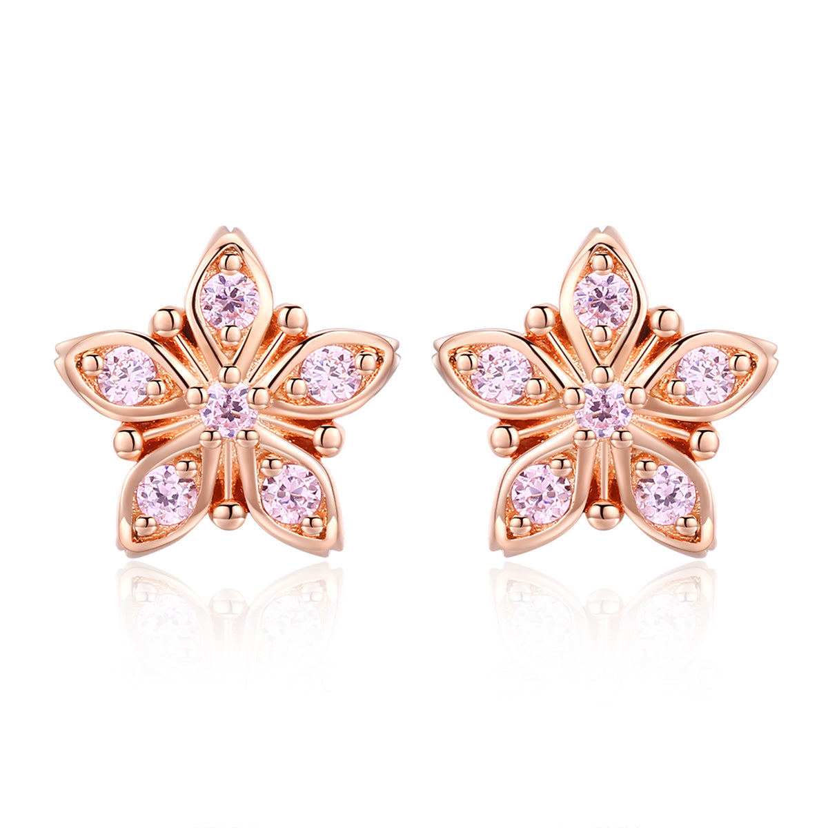 925 Sterling Silver Rose Gold Plated Pavé Setting CZ Earrings DestGlow