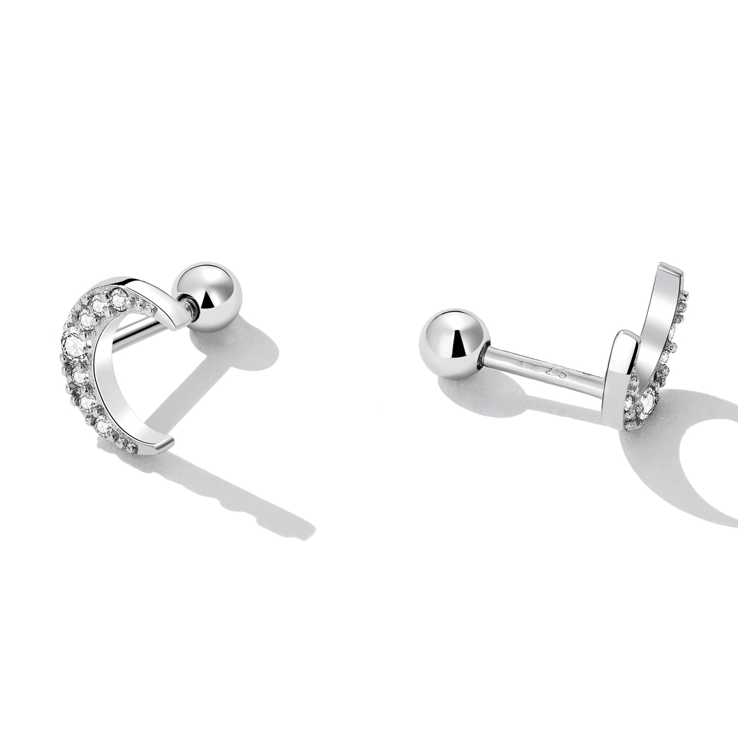 925 Sterling Silver Earrings with Pavé Setting CZ, 0.8*0.6cm for Women DestGlow