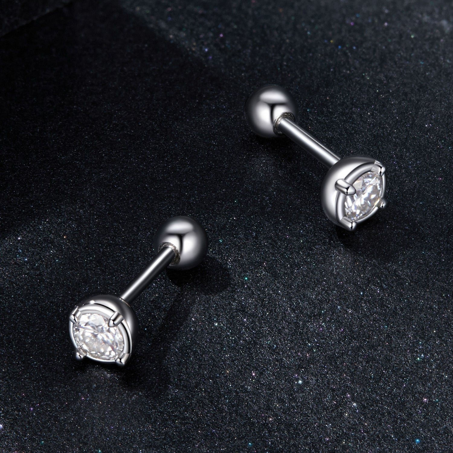 925 Sterling Silver 4mm Moissanite Earrings with Platinum Plating for Women DestGlow