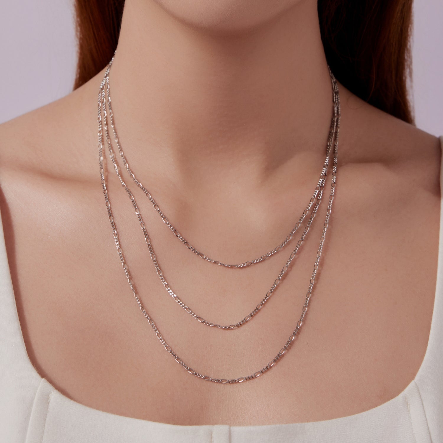 925 Sterling Silver 40cm Necklace with Plated White Gold DestGlow