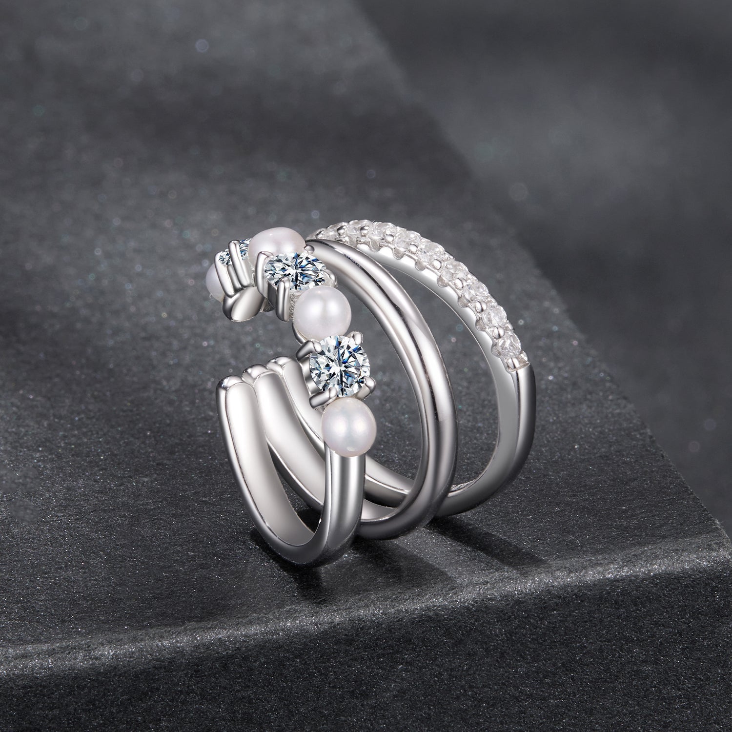 925 Sterling Silver Earrings with Moissanite and Freshwater Pearl for Women, 1.2*1.7cm, White Gold Plated DestGlow