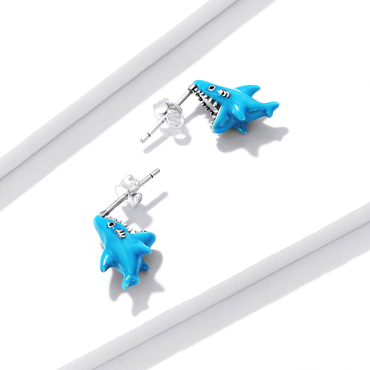 925 Sterling Silver Oxidized Enamel Earrings for Women - 1.3x0.5cm DestGlow