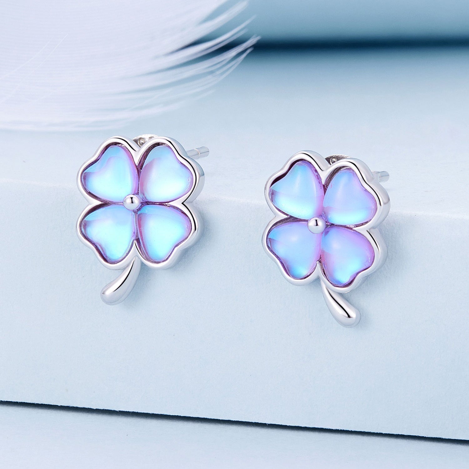 925 Sterling Silver Transparent Glass Earrings for Women DestGlow