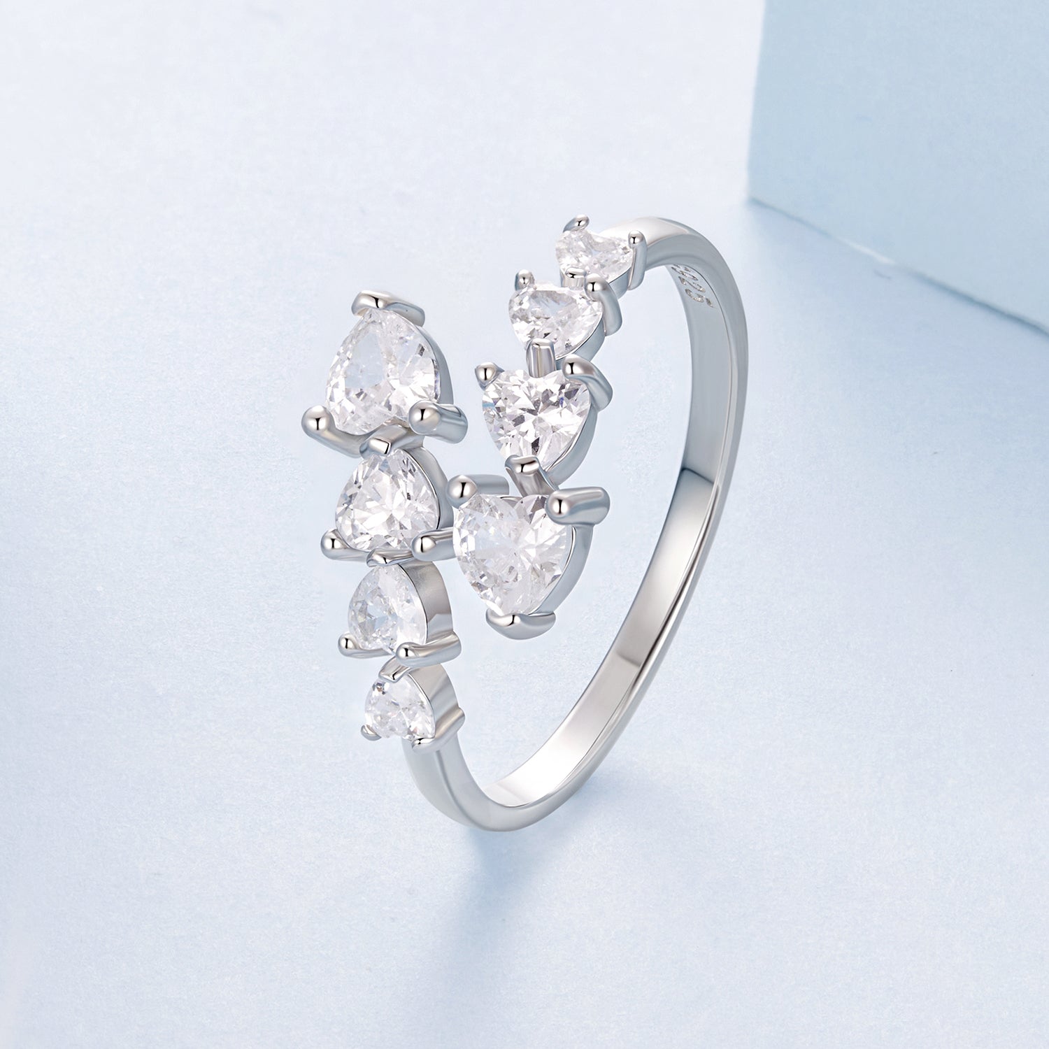 925 Sterling Silver White Gold Plated Pavé Setting Rings for Women DestGlow