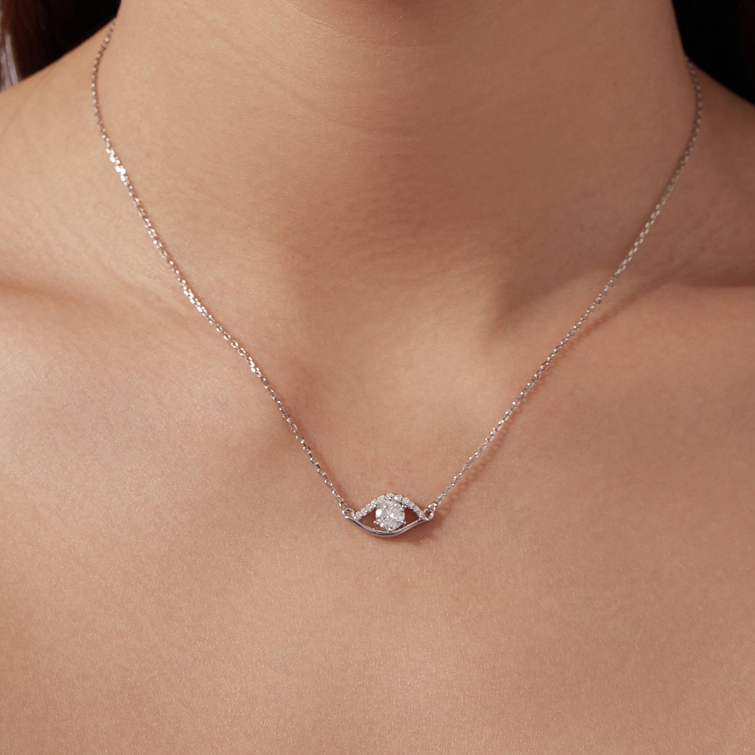 925 Sterling Silver Moissanite Necklace 40+5cm in Length for Women DestGlow