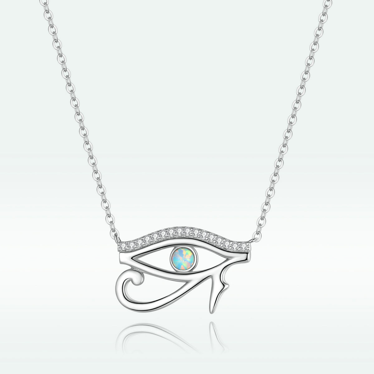 925 Sterling Silver Opal Necklace with CZ and Platinum Plating, Adjustable Length 45cm, Women’s Jewelry DestGlow